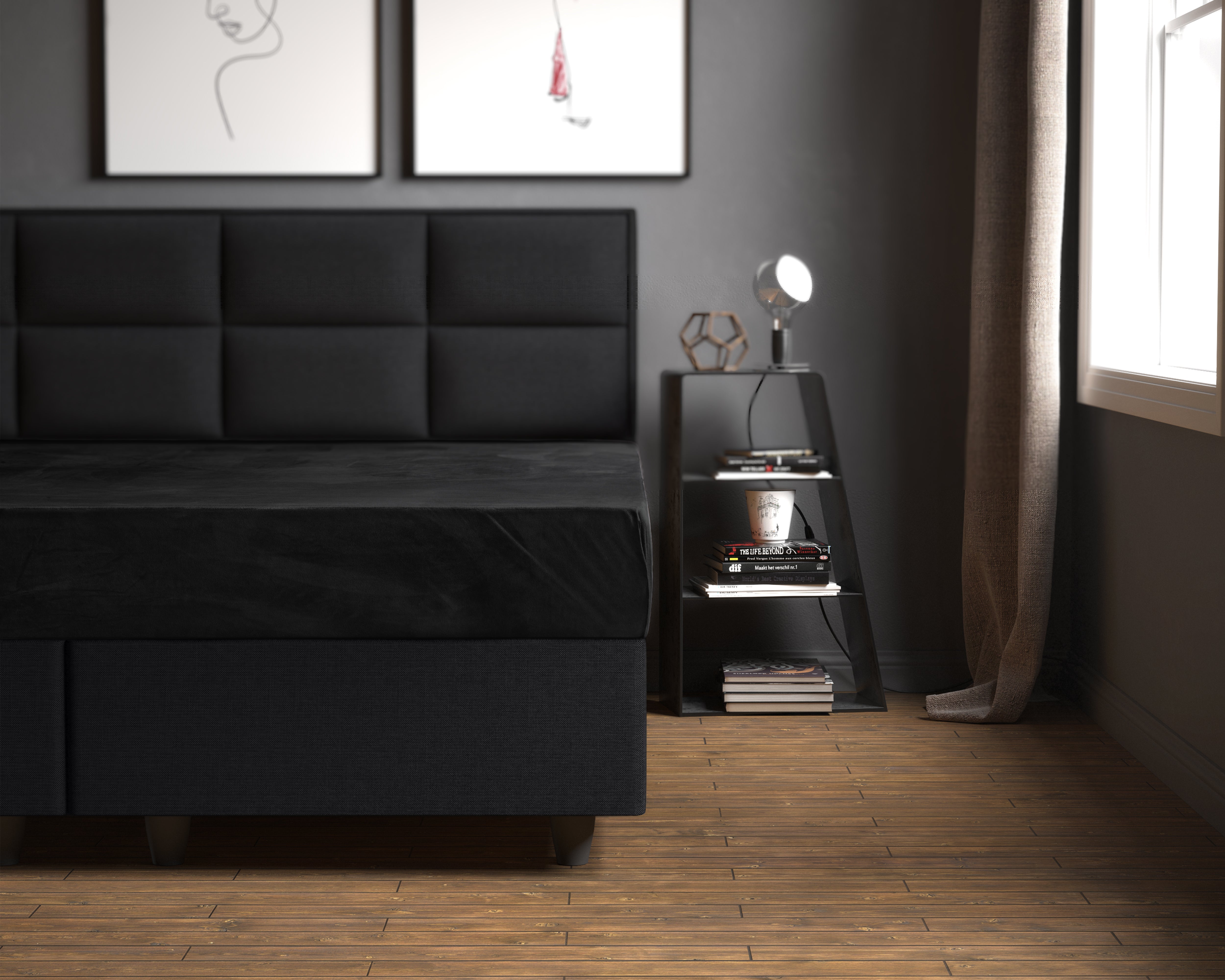 Velvet Fitted Sheet Black - Warm for the winter - Soft and supple - Moisture absorbent