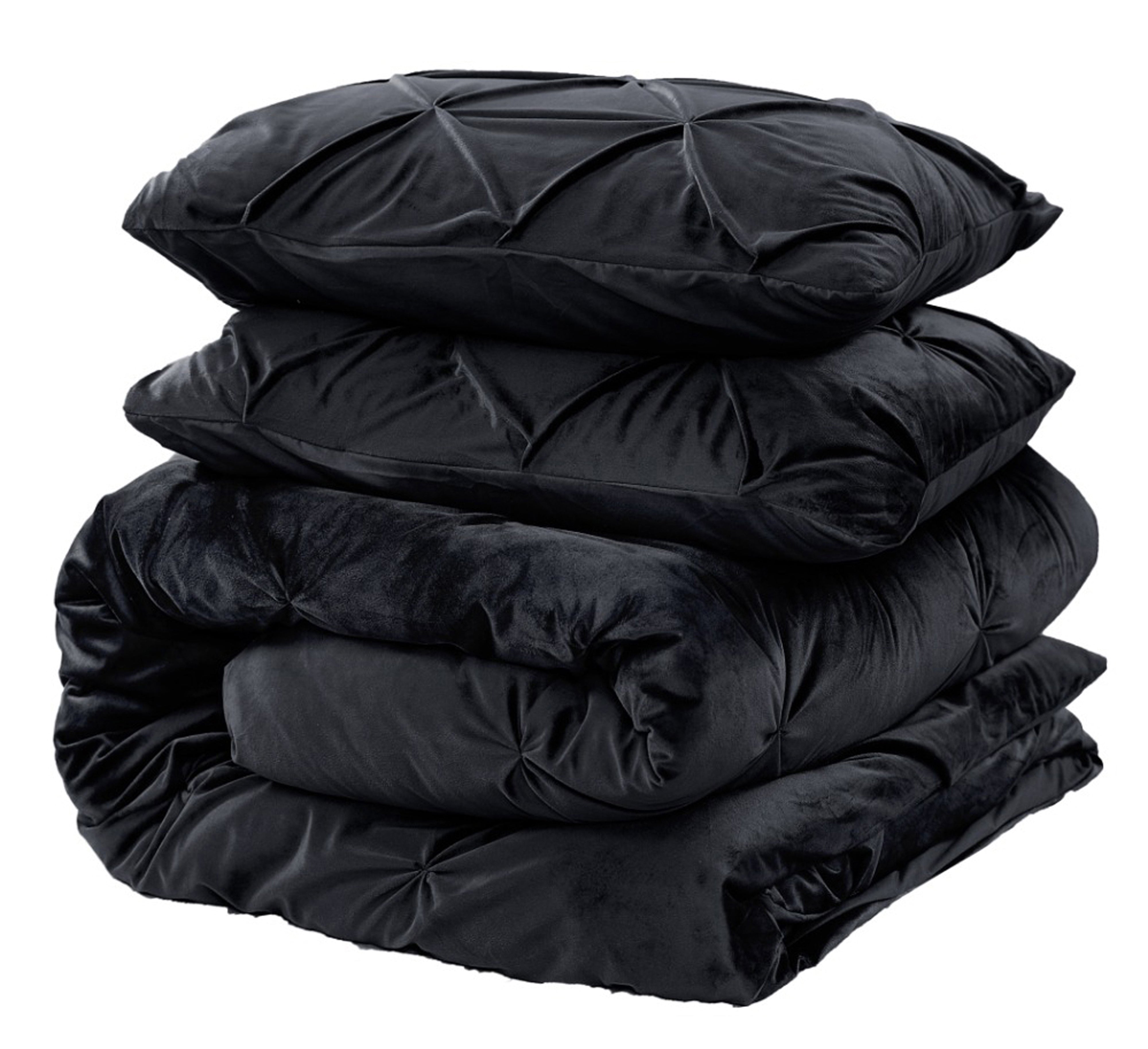 Velvet Pintuck Dekbedovertrek Zwart