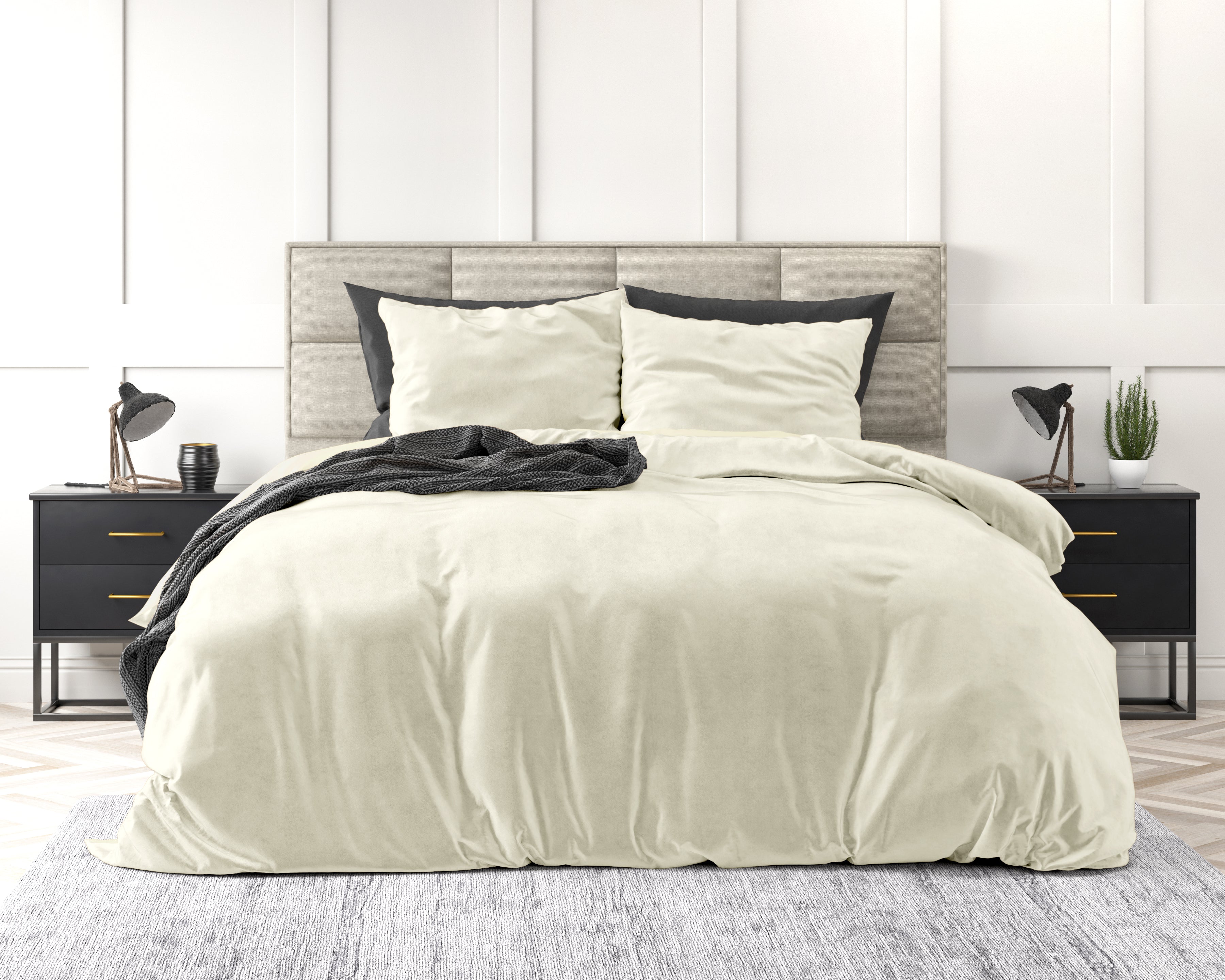 Velvet Uni Dekbedovertrek Creme