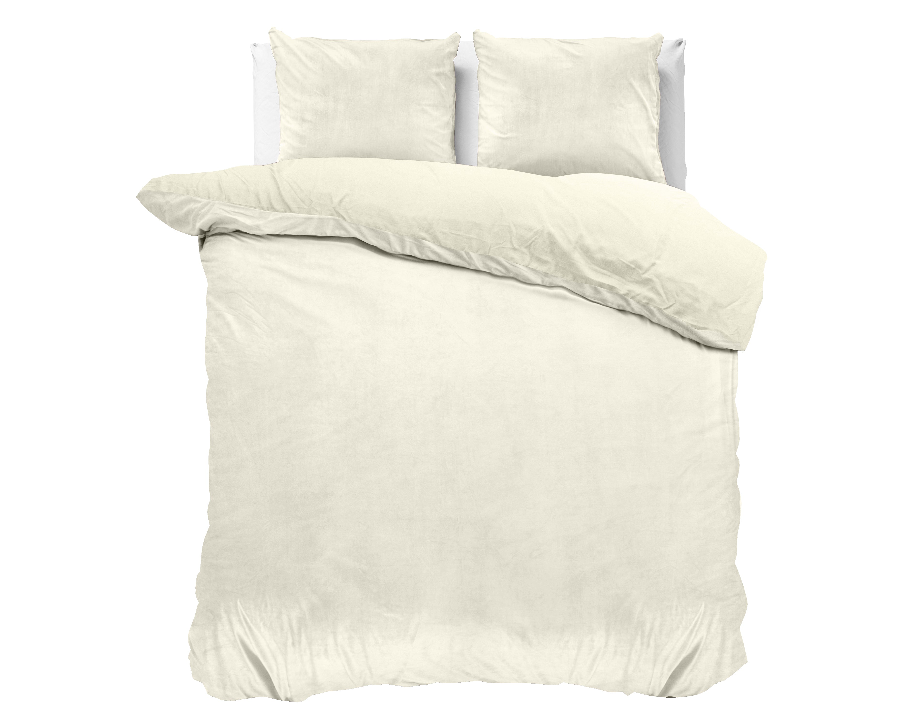 Velvet Uni Dekbedovertrek Creme