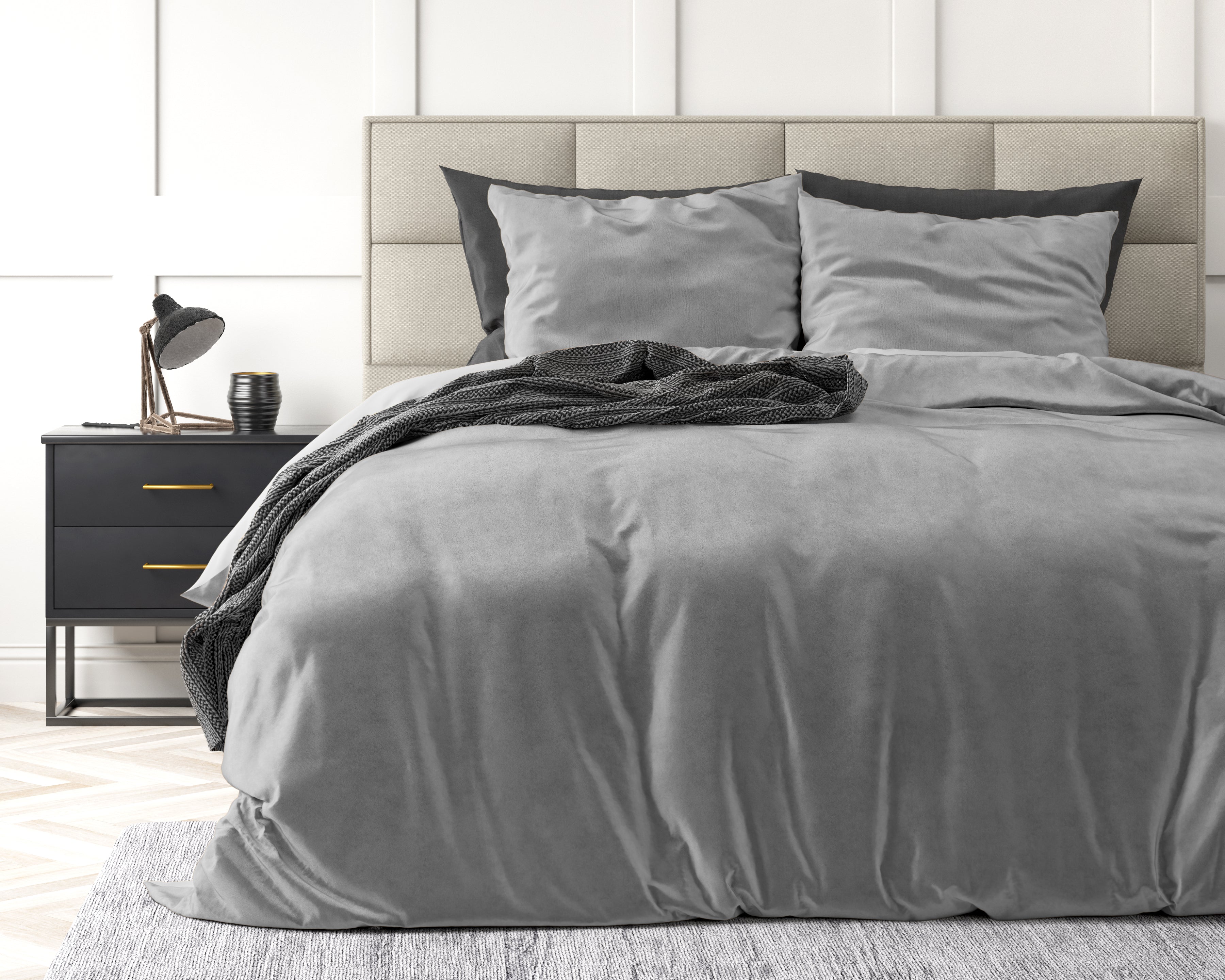Velvet Uni Duvet Cover Gray - Velvet soft - Anti-allergic - Luxuriously packaged