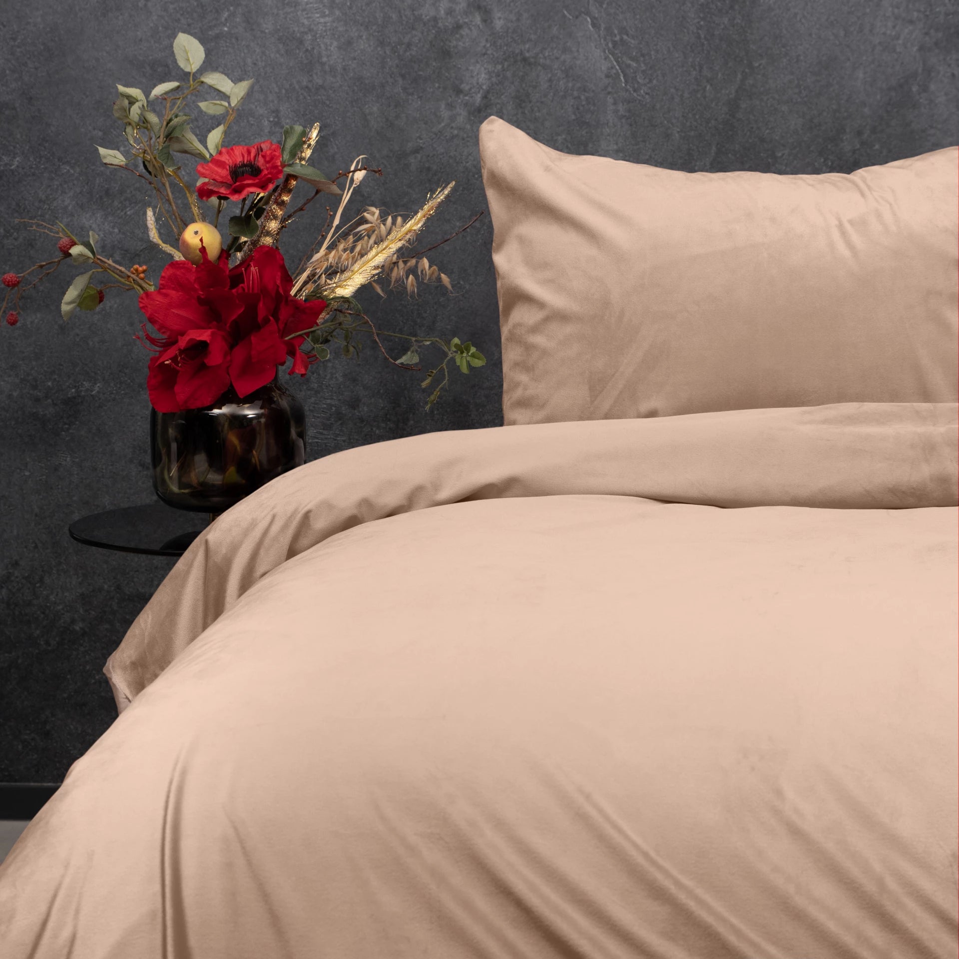 Velvet Uni Dekbedovertrek Nude