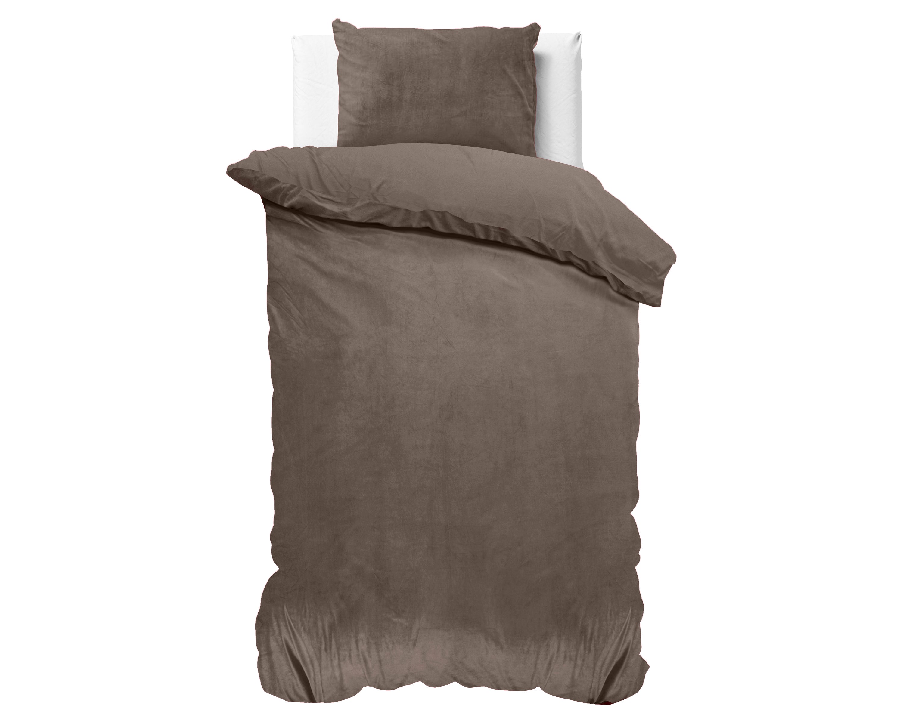 Velvet Uni Dekbedovertrek Taupe - Fluweel zacht - Anti-allergisch - Luxe verpakt