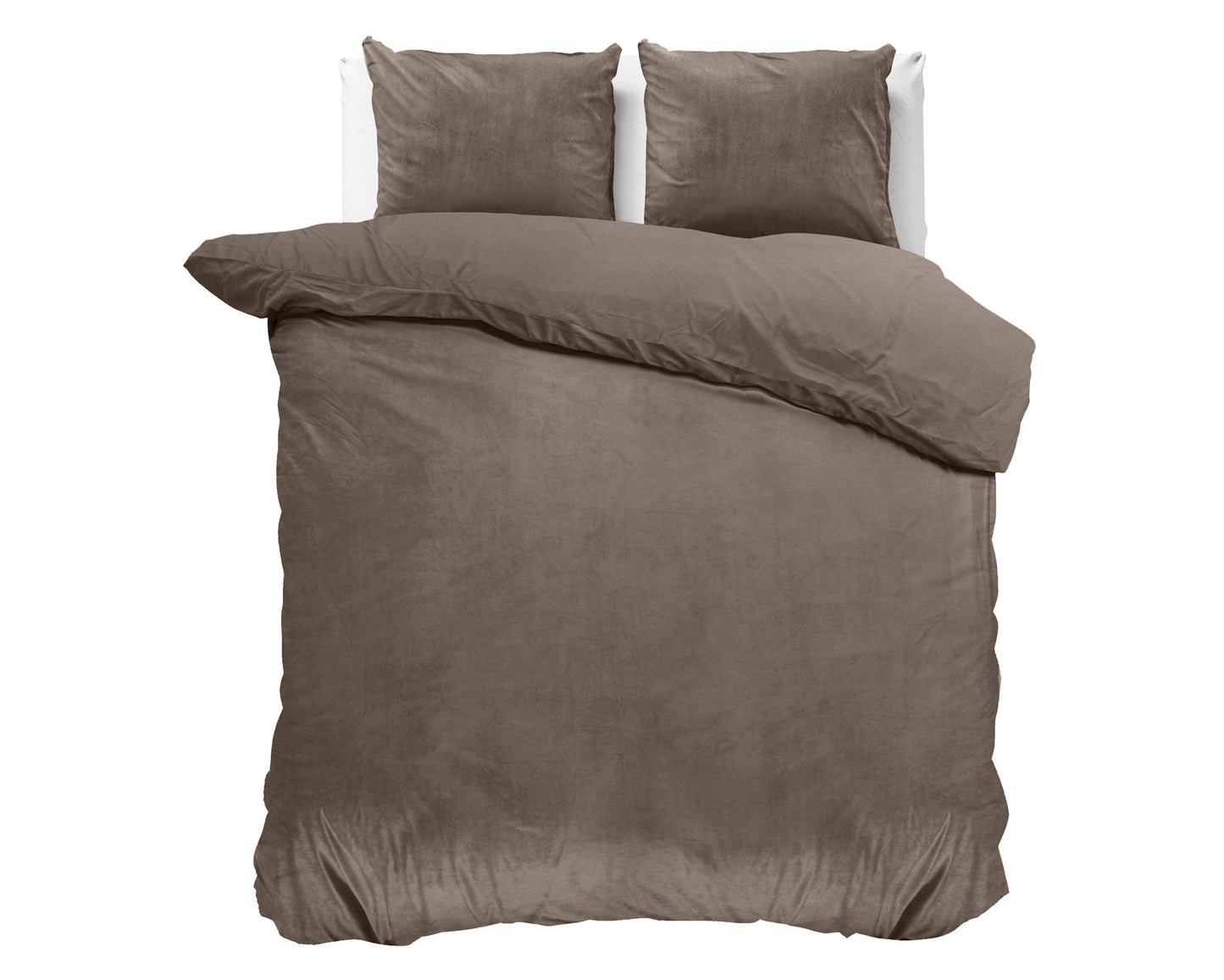 Velvet Uni Dekbedovertrek Taupe - Fluweel zacht - Anti-allergisch - Luxe verpakt