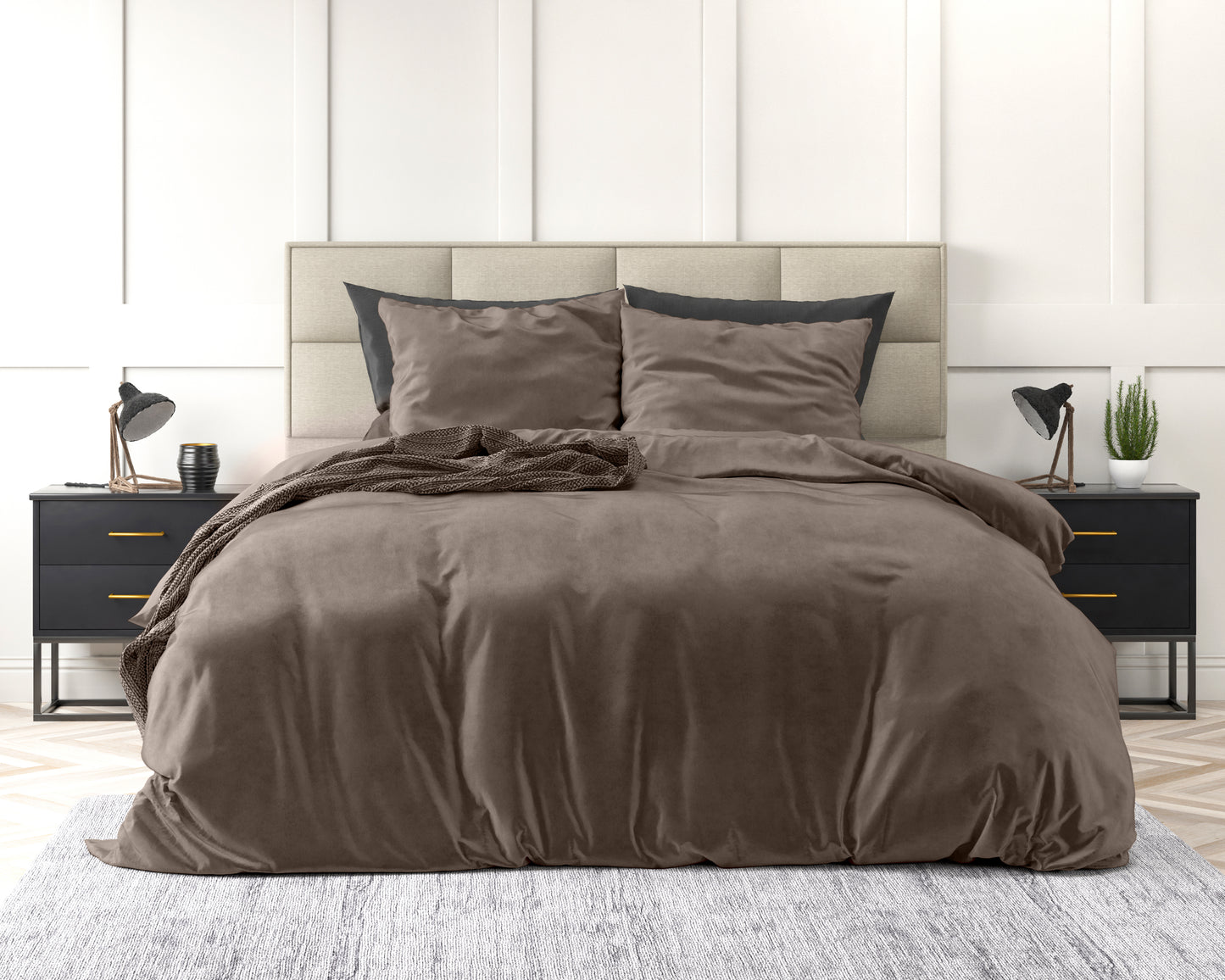 Velvet Uni Dekbedovertrek Taupe - Fluweel zacht - Anti-allergisch - Luxe verpakt
