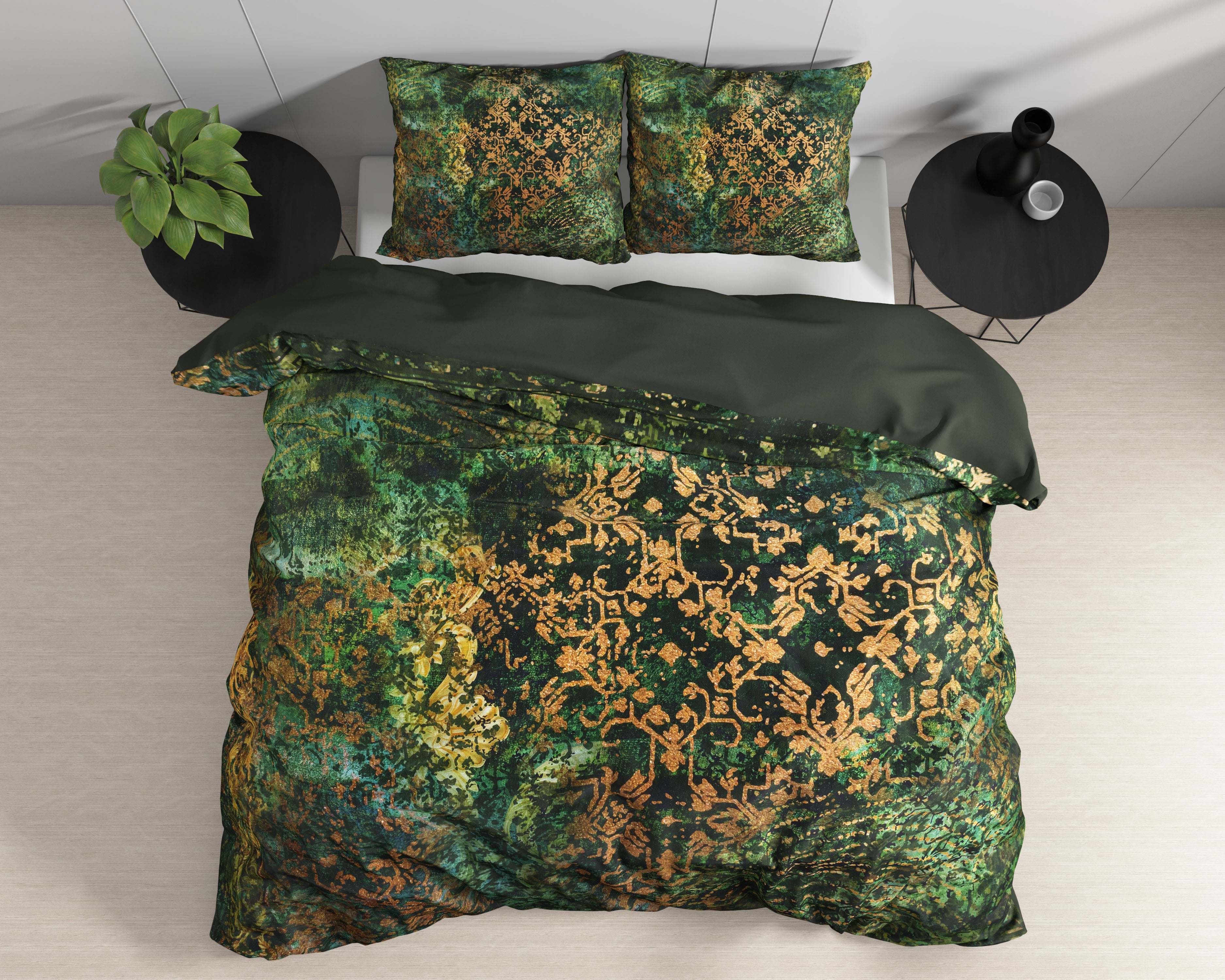 Venni Green Duvet Cover - Luxury Satin - High Quality - Trendy Prints