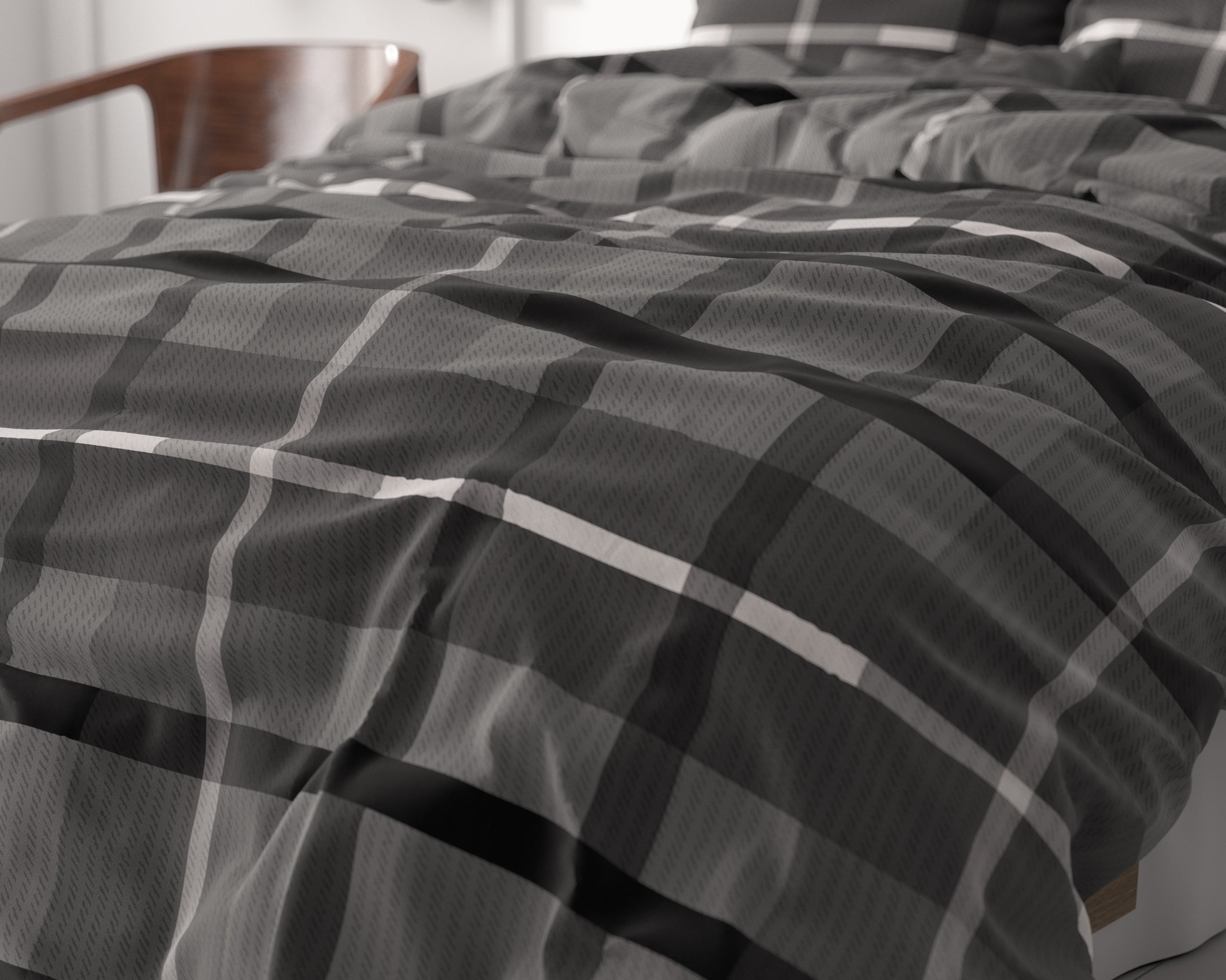 Vintage Check Antraciet Dekbedovertrek