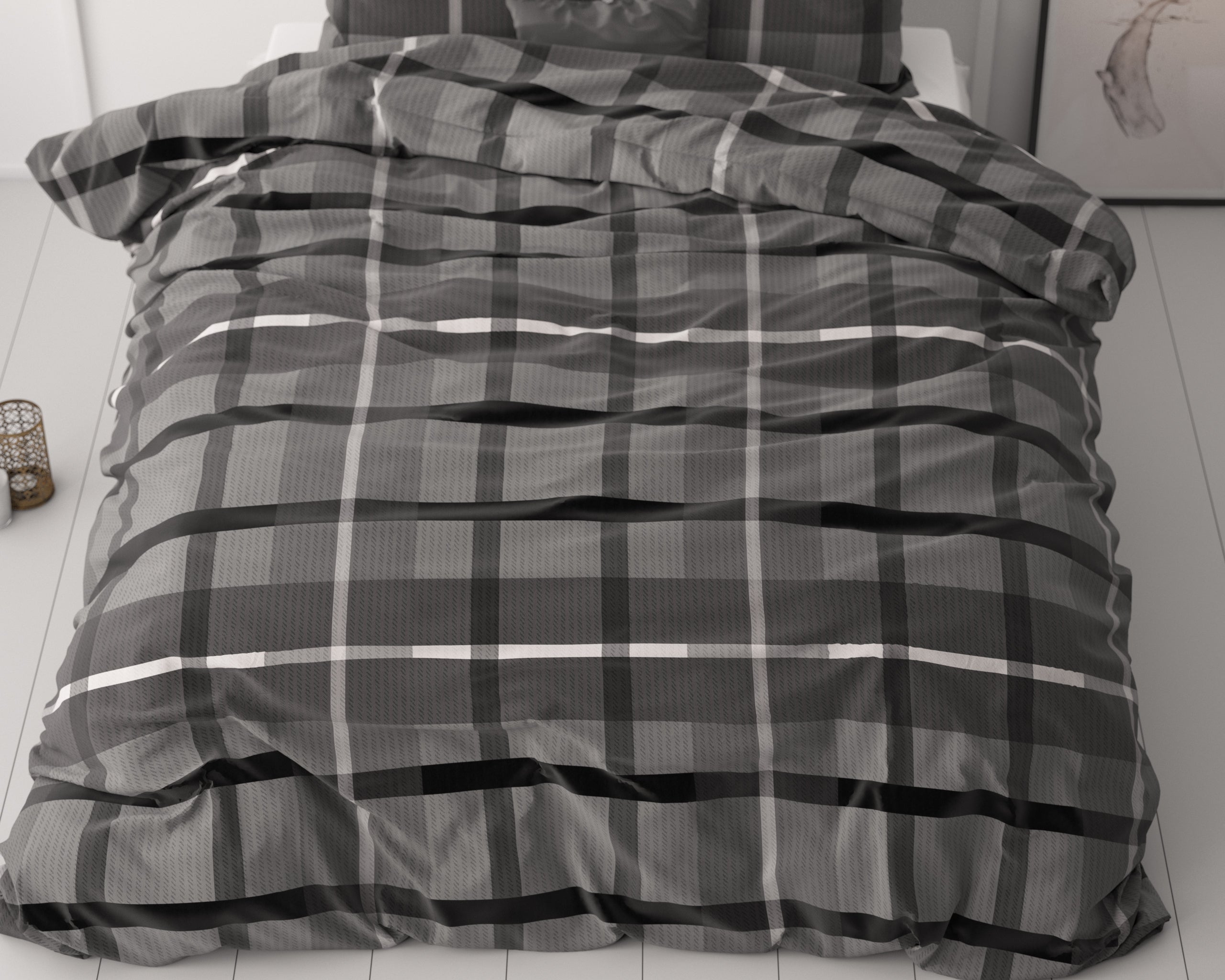 Vintage Check Antraciet Dekbedovertrek