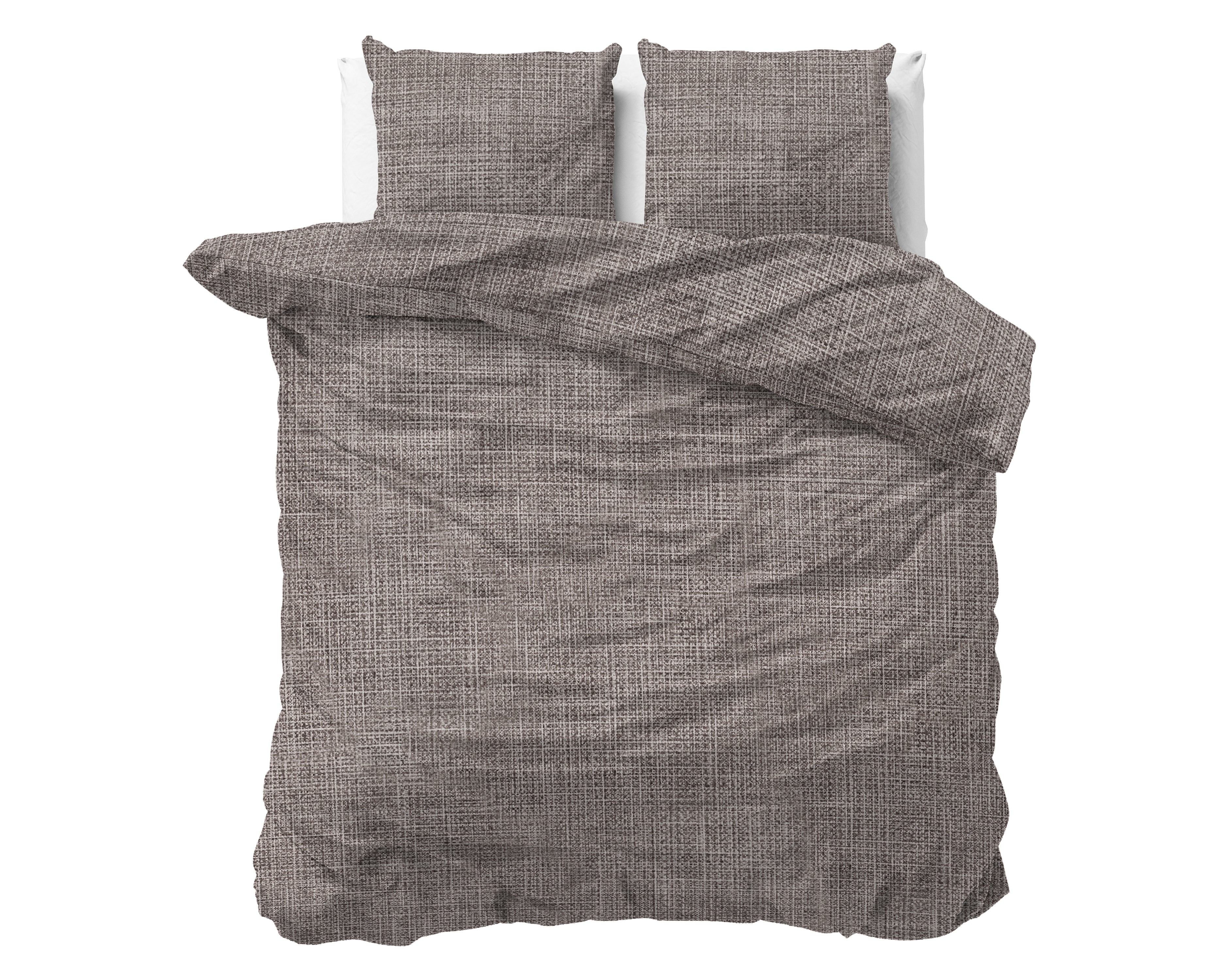 Vintage Dekbedovertrek - Bruin/Taupe - 100% Katoen