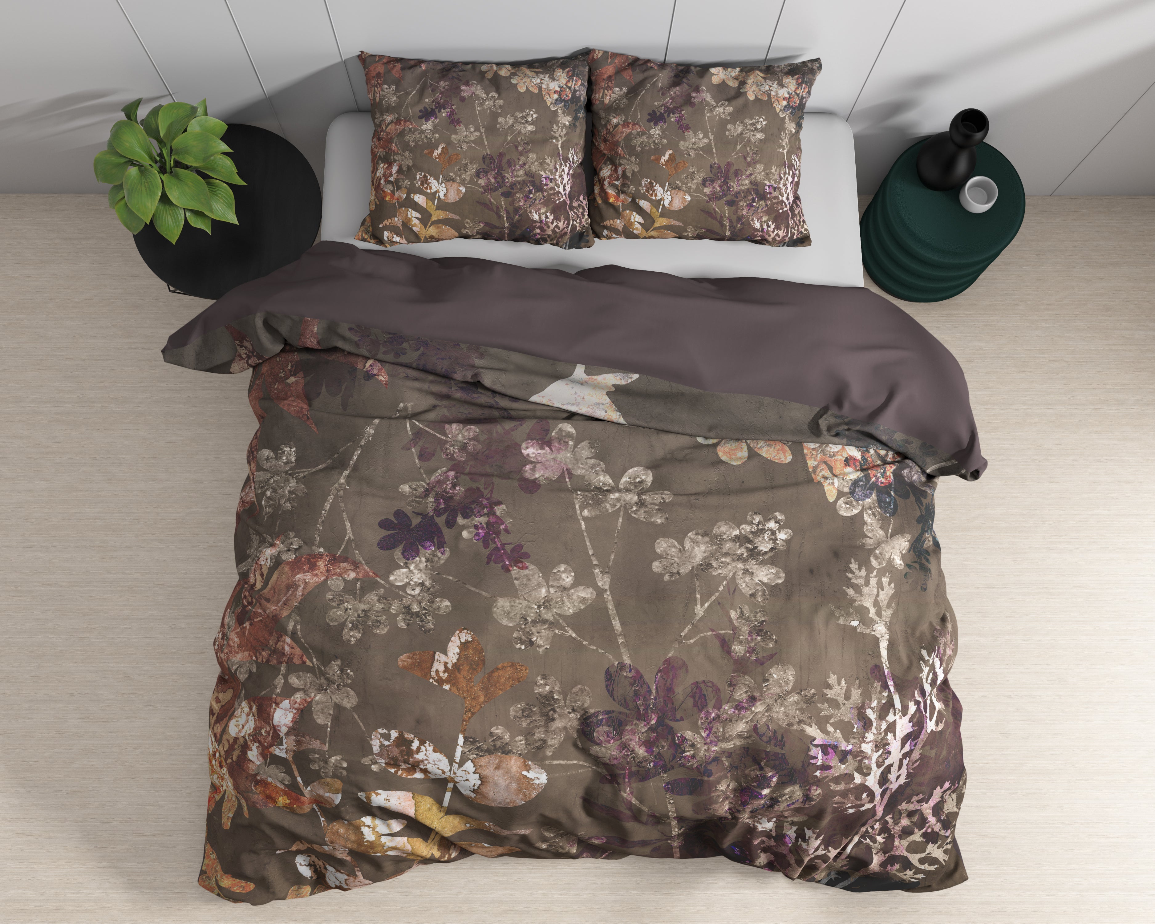 Vivian Duvet Cover Green - Luxury Satin - High Quality - Trendy Prints