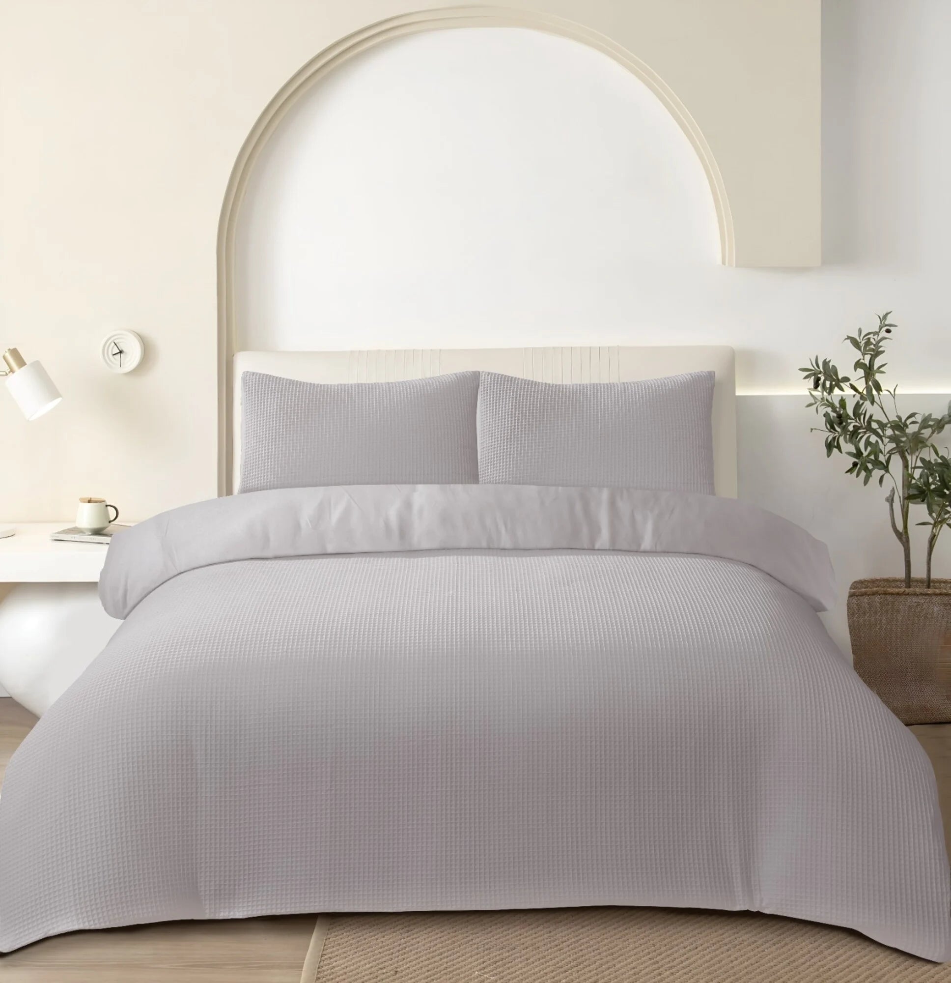 Grey Waffle Duvet Cover - Luxurious, 100% Cotton | Comfortable & Breathable