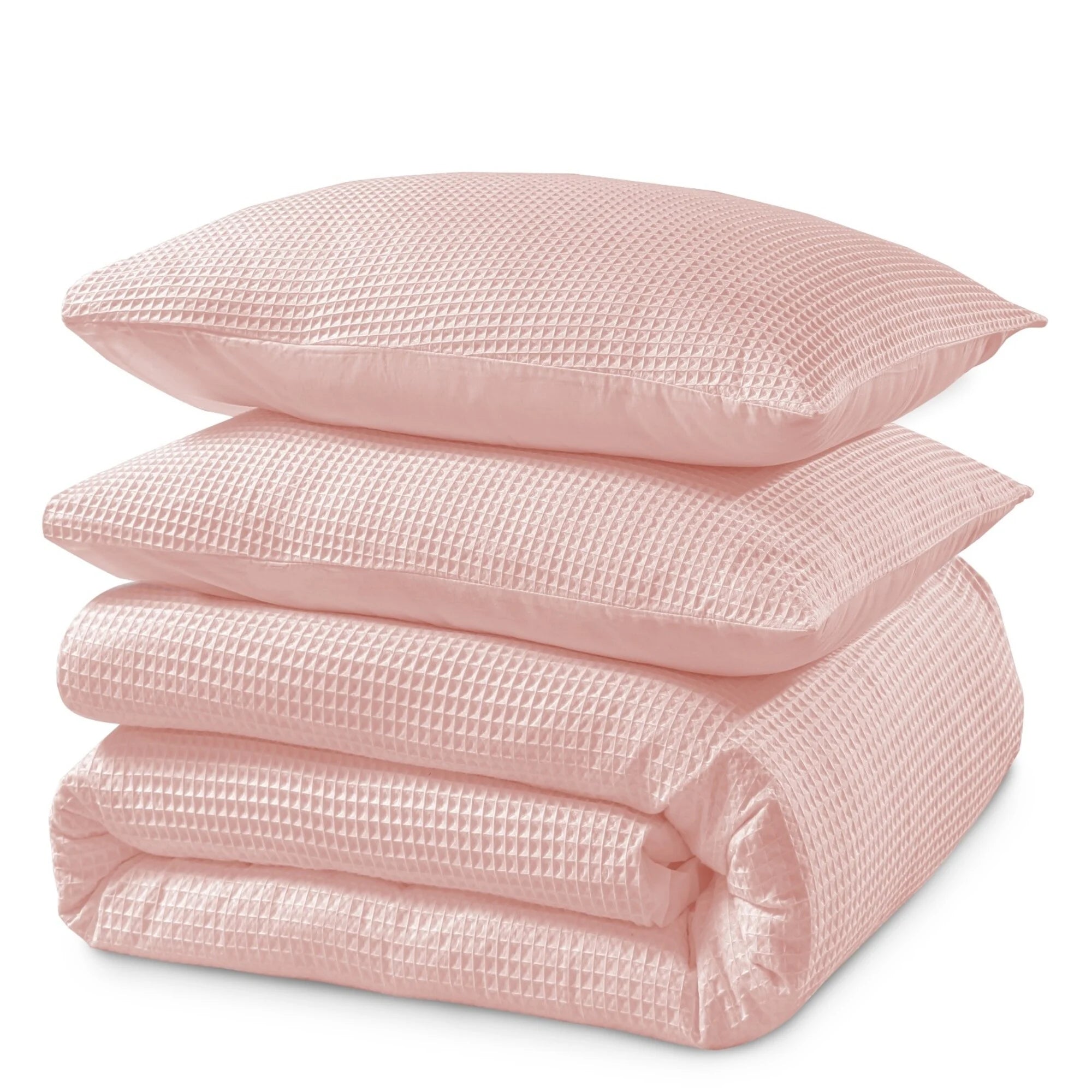Pink Waffle Duvet Cover 100% Cotton - Luxurious and Comfortable