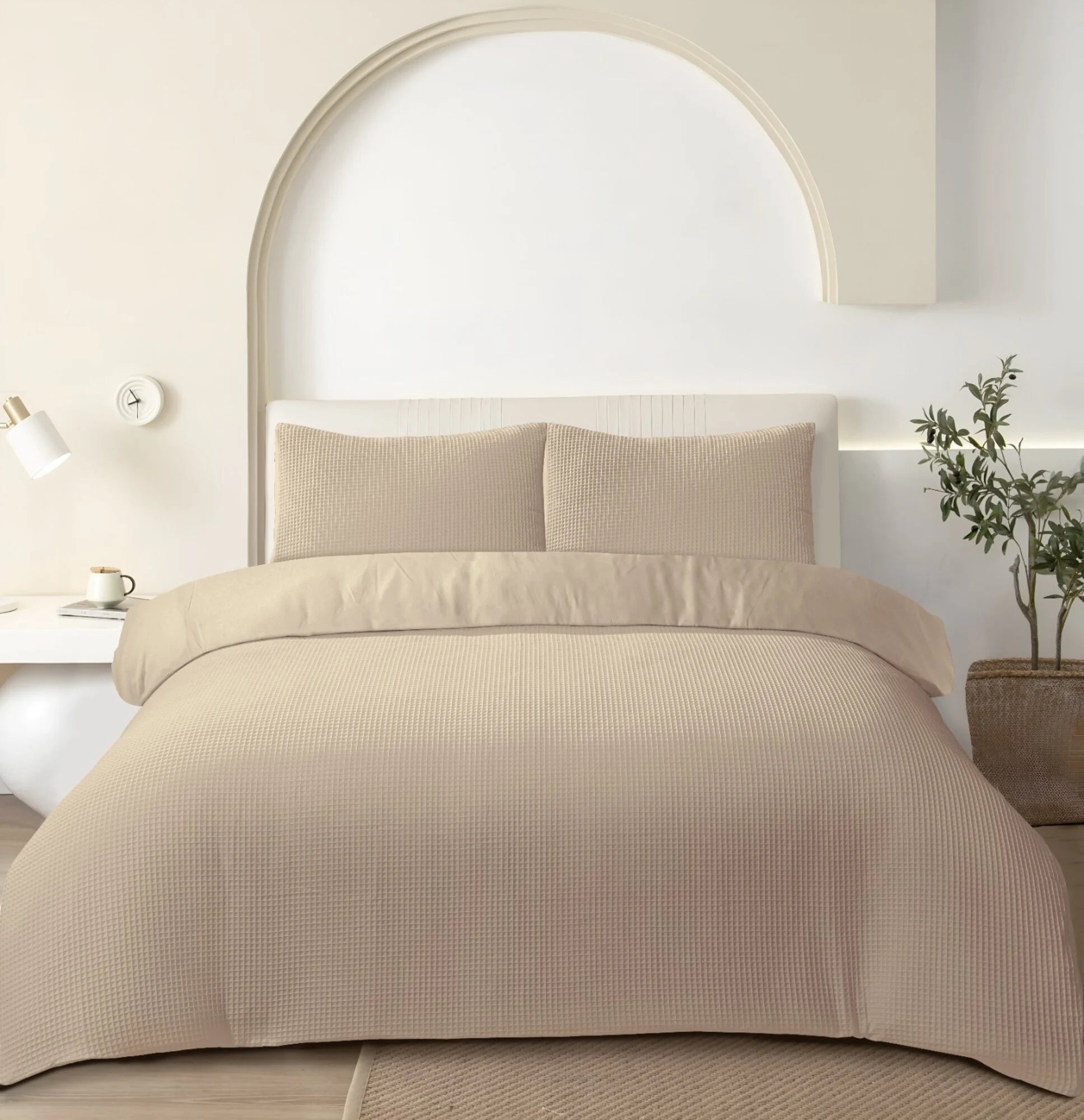 Waffle Fabric Duvet Cover Taupe – Luxurious 100% Cotton | Shrink-resistant