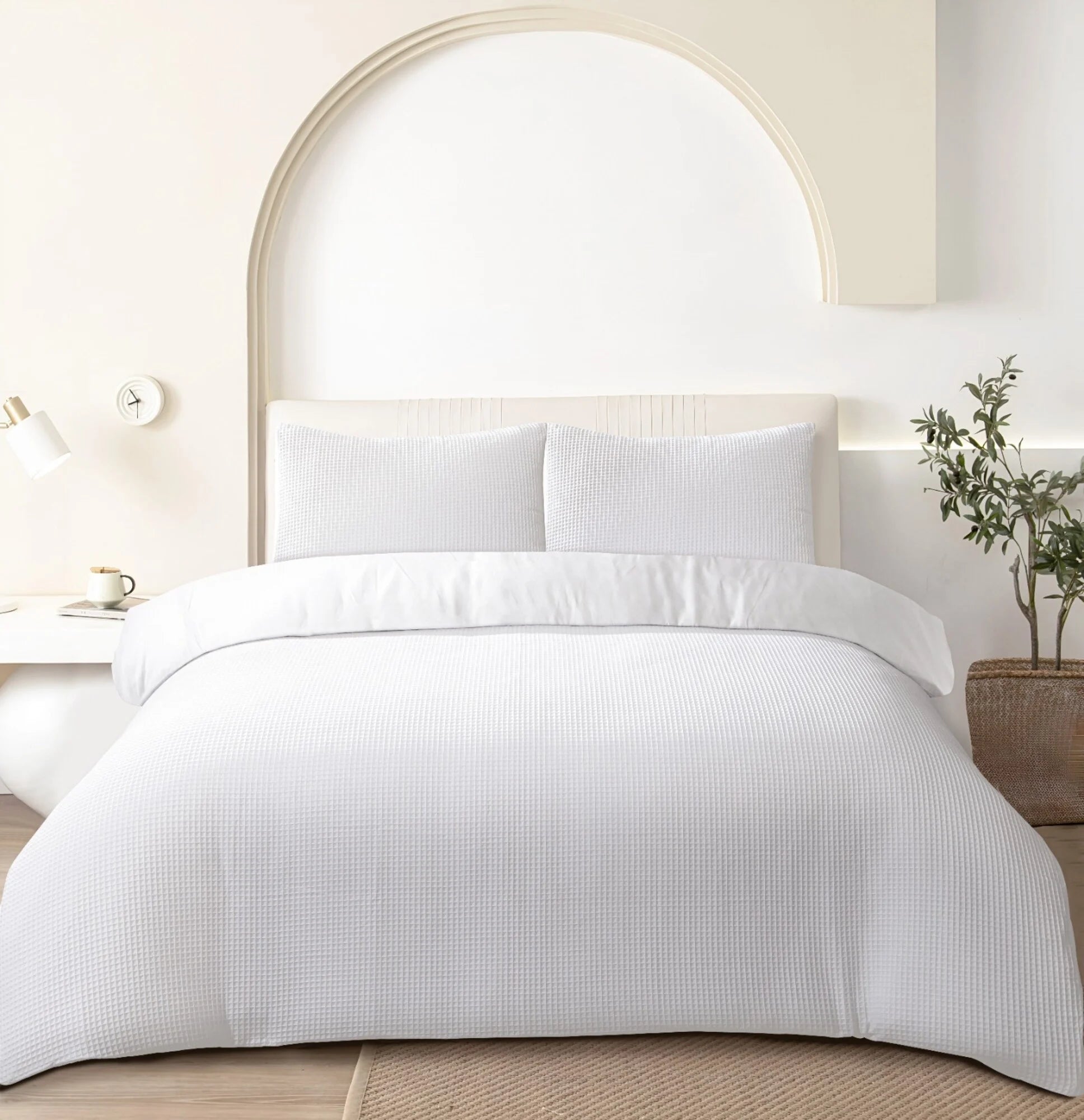 Waffle Fabric Duvet Cover White | 100% Cotton | Luxury and Comfort for Your Bedroom
