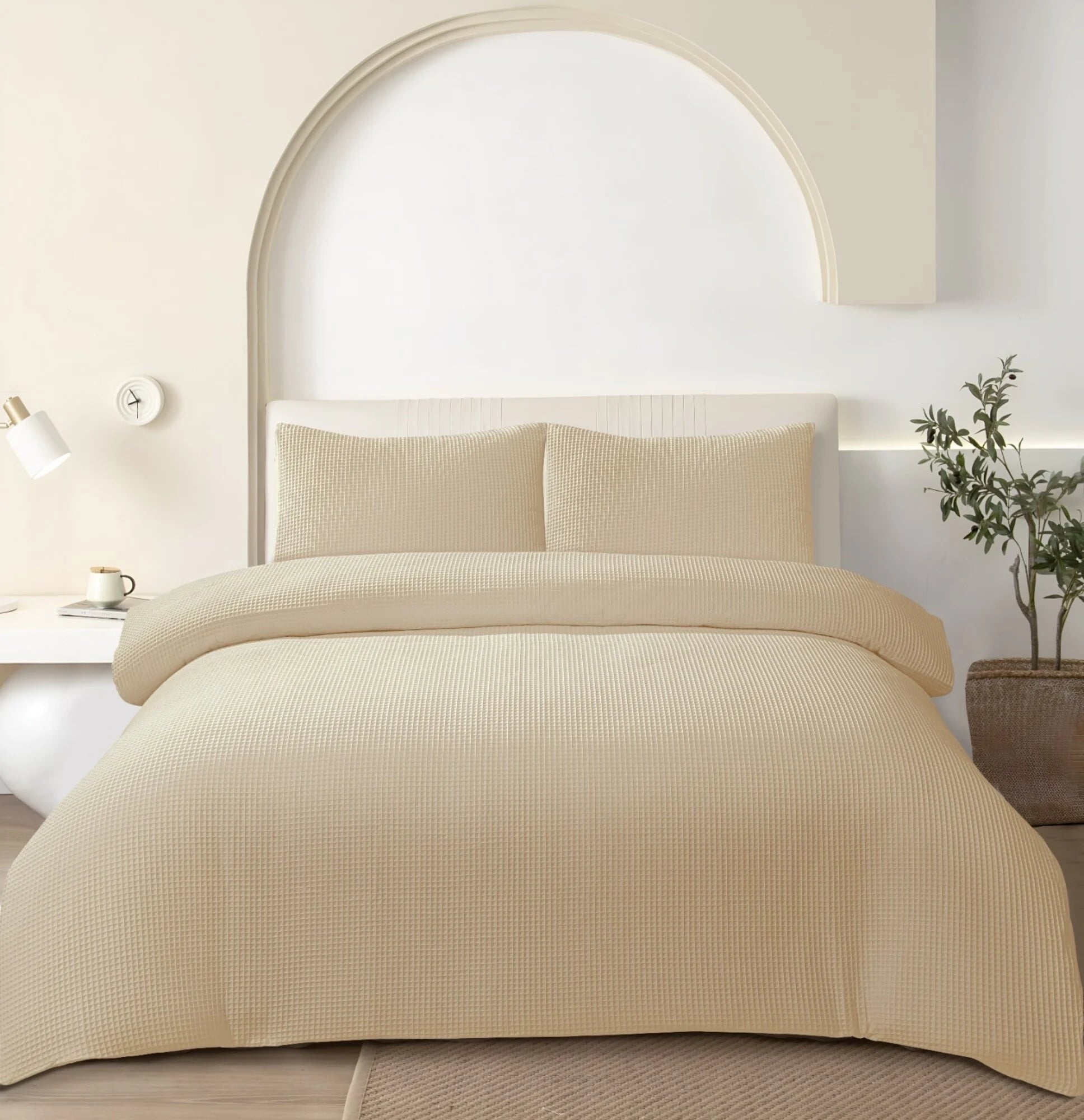 Waffle Duvet Cover Sand – Luxury 100% Cotton Duvet Cover