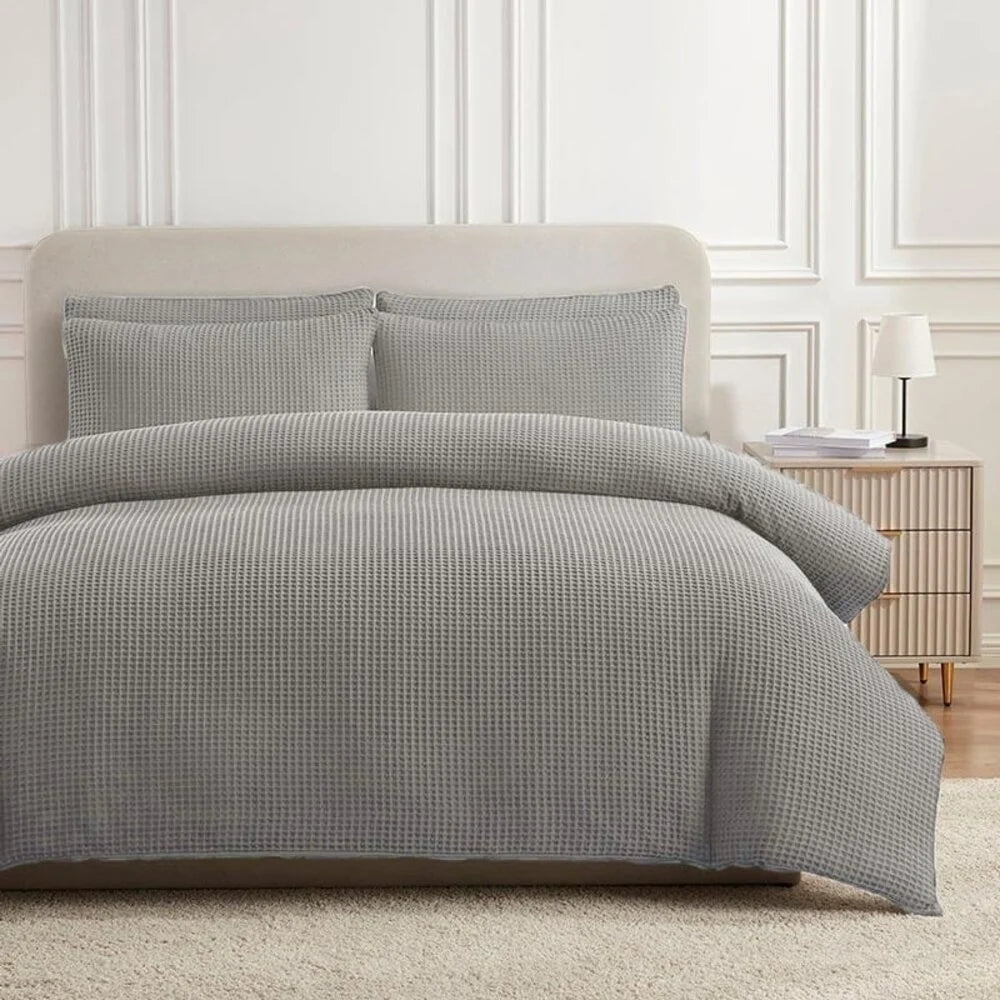 Wafelstof Dekbedovertrek Grijs - Luxe, 100% Katoen | Comfortabel & Ademend