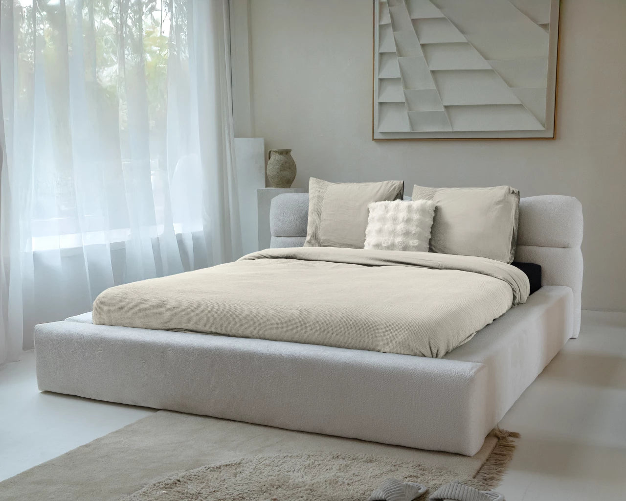 Waffle Dekbedovertrek - Beige - 100% Katoen Percale