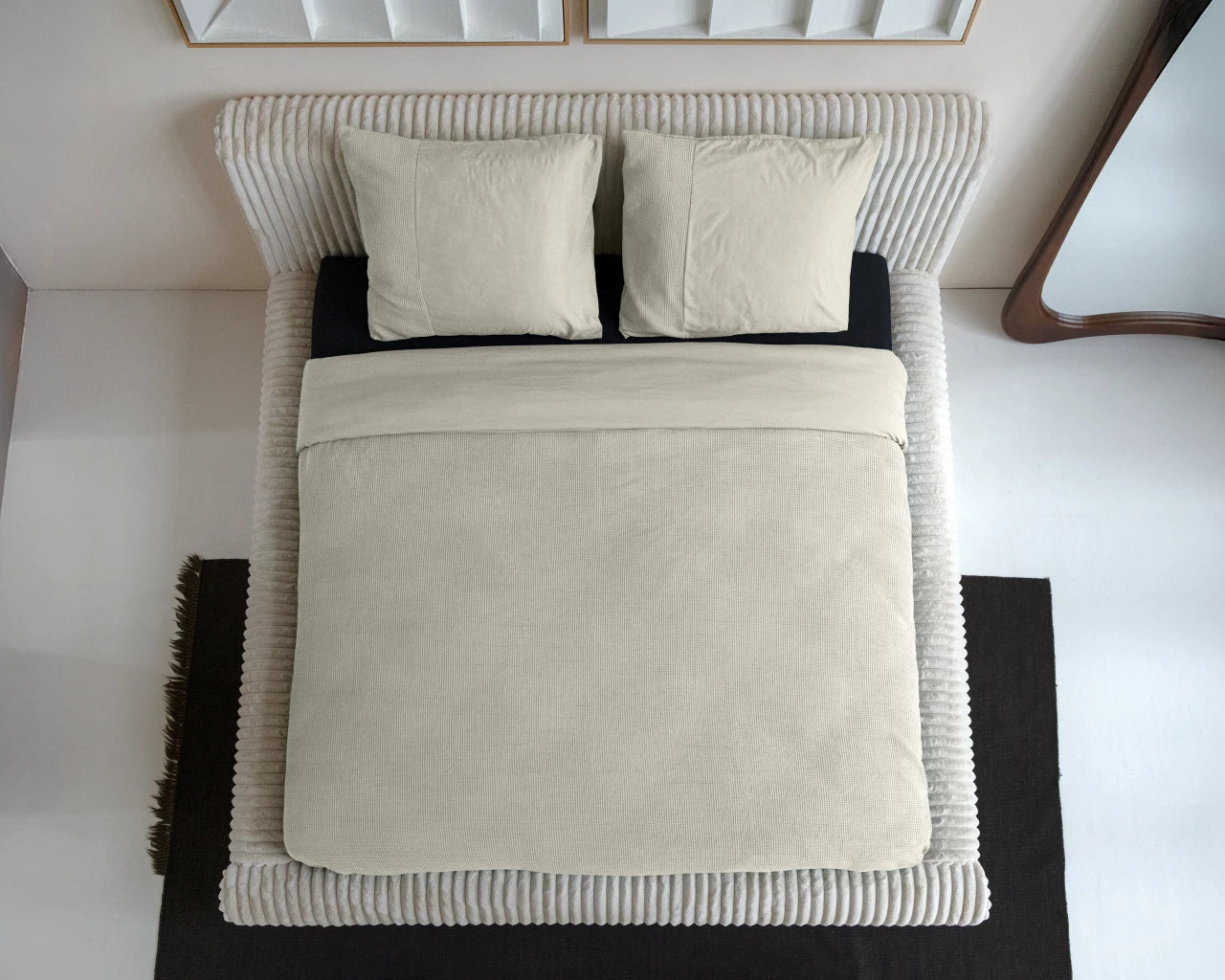 Waffle Dekbedovertrek - Beige - 100% Katoen Percale
