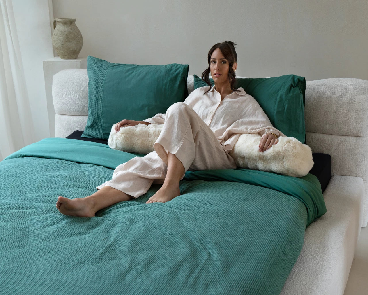 Waffle Katoen Dekbedovertrek Groen