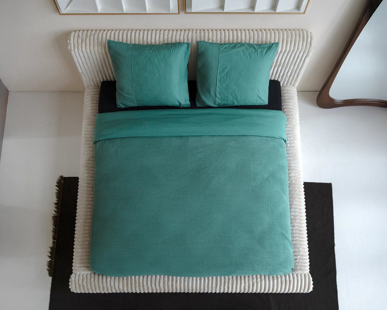 Waffle Katoen Dekbedovertrek Groen