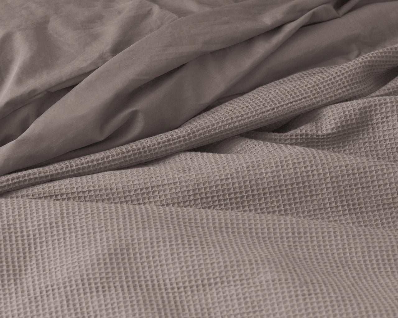Waffle Duvet Cover Taupe - Fine woven cotton - Up to 260 long - Luxurious waffle structure