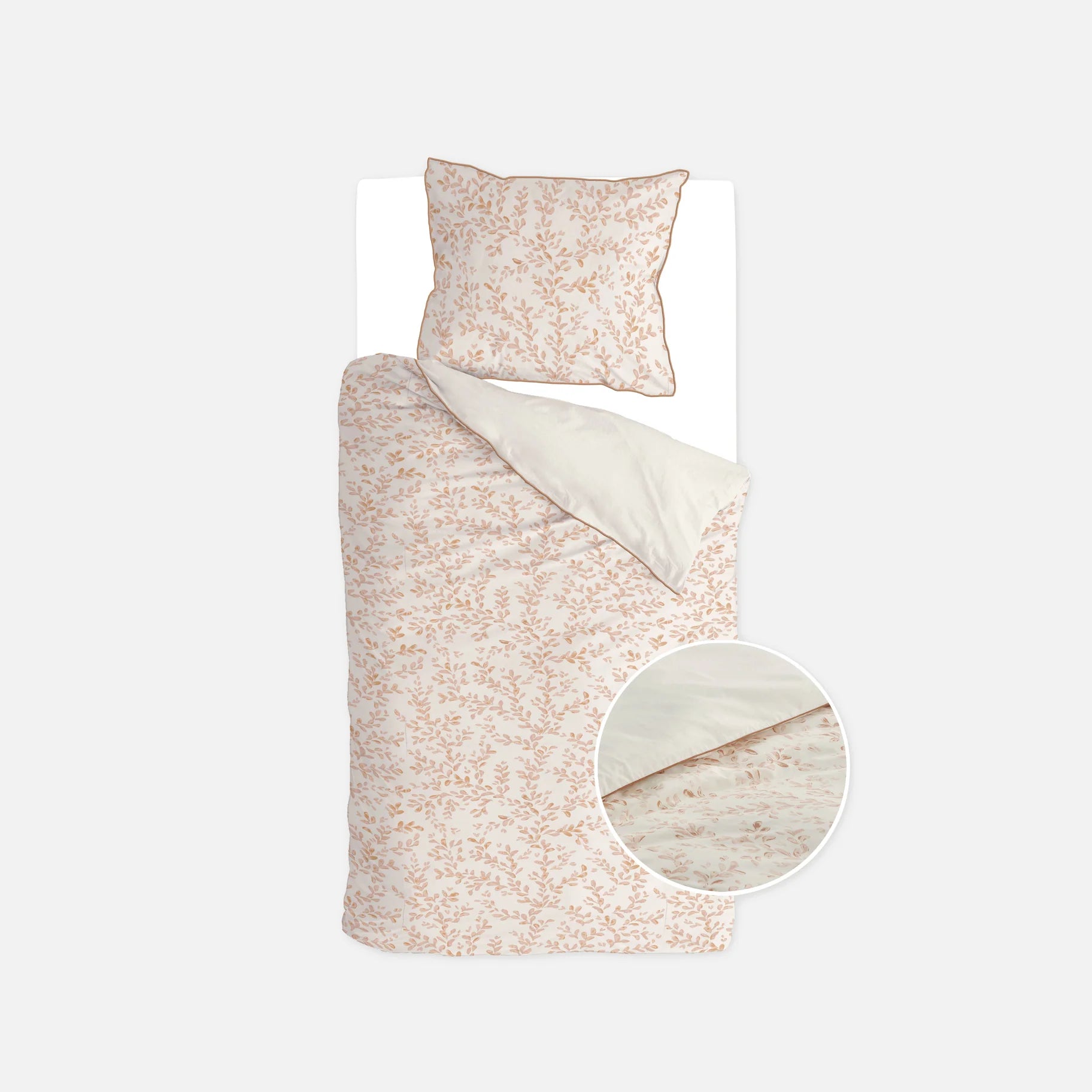 Walra Dekbedovertrek Blushed Leaves - Off White / Roze