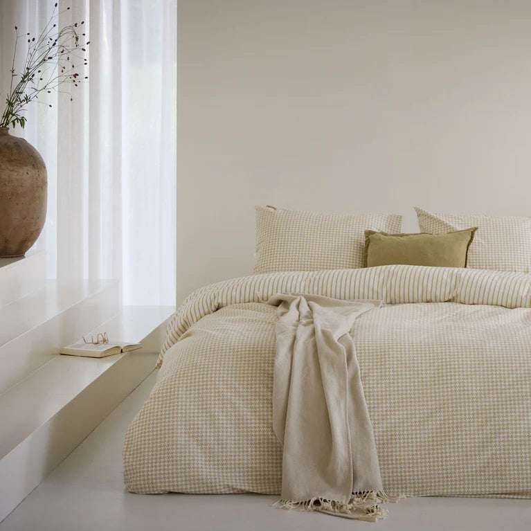 Walra Dekbedovertrek Cozy Blocks - Zand - 100% Flanel Katoen