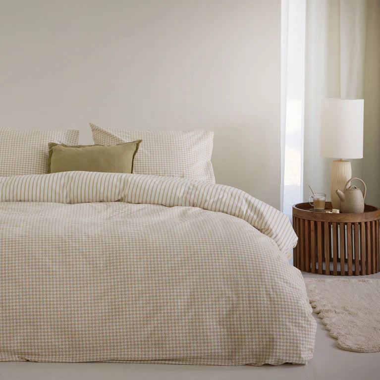 Walra Dekbedovertrek Cozy Blocks - Zand - 100% Flanel Katoen