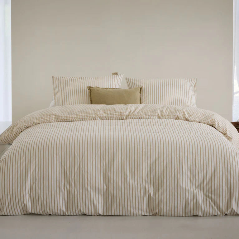 Walra Dekbedovertrek Cozy Blocks - Zand - 100% Flanel Katoen