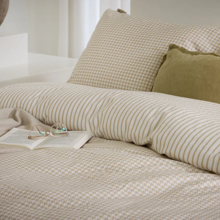 Walra Dekbedovertrek Cozy Blocks - Zand - 100% Flanel Katoen