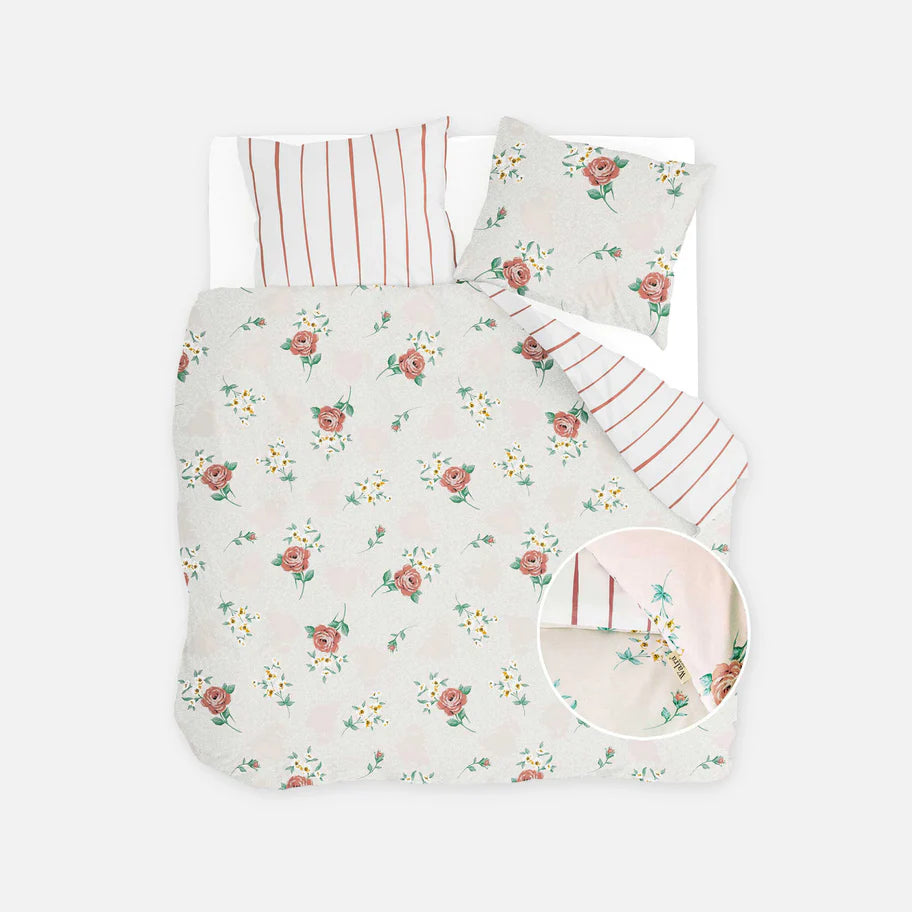 Walra Dekbedovertrek Red Roses - Off White - 100% Katoen