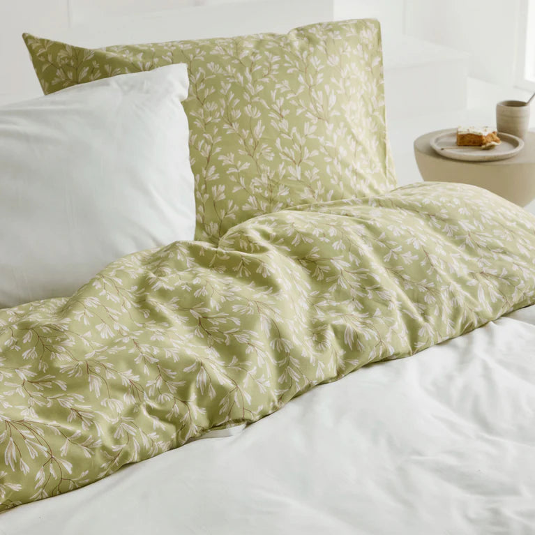 Walra Dekbedovertrek Remade Blooming Grace - Groen/Wit - 100% Katoen