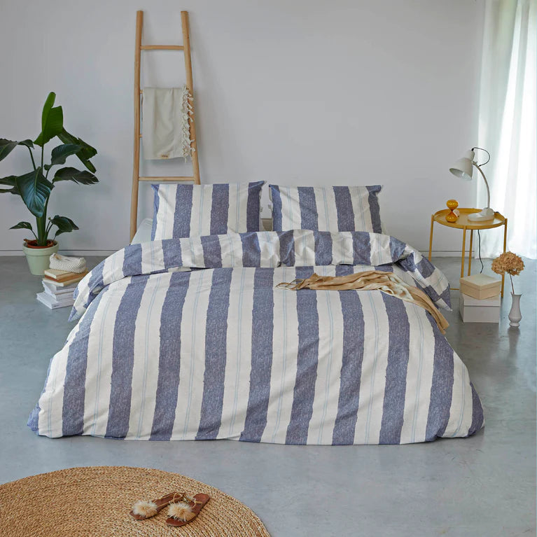 Walra Dekbedovertrek Remade Nautic Stripes - Donkerblauw - 100% Katoen