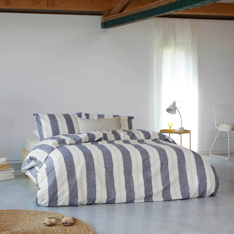 Walra Dekbedovertrek Remade Nautic Stripes - Donkerblauw - 100% Katoen