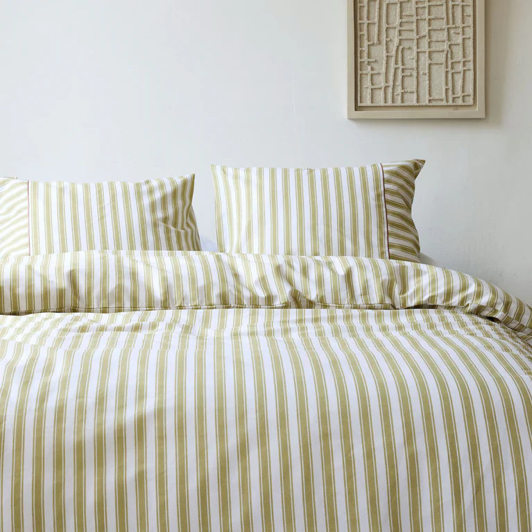 Walra Dekbedovertrek Remade Refined Lines - Groen - 100% Katoen