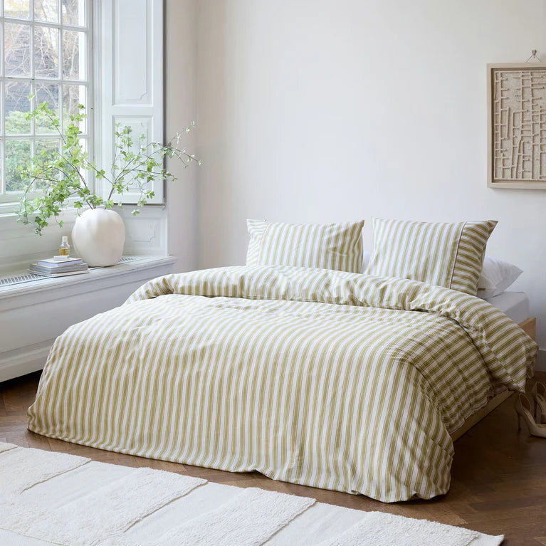 Walra Dekbedovertrek Remade Refined Lines - Groen - 100% Katoen