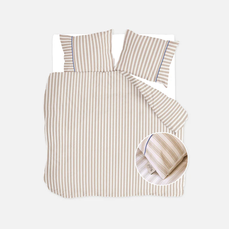 Walra Dekbedovertrek Remade Refined Lines - Zand - 100% Katoen