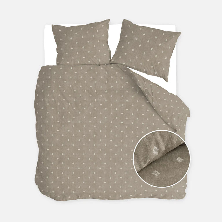 Walra Dekbedovertrek Remade Rustic GraCe - Taupe - 100% Katoen