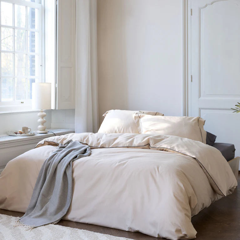Walra Dekbedovertrek Subtile Stripes - Zand - 100% Katoen Satijn