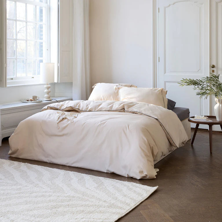 Walra Dekbedovertrek Subtile Stripes - Zand - 100% Katoen Satijn