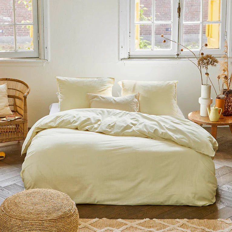 Walra Dekbedovertrek Vintage Cotton - Geel - 100% Katoen