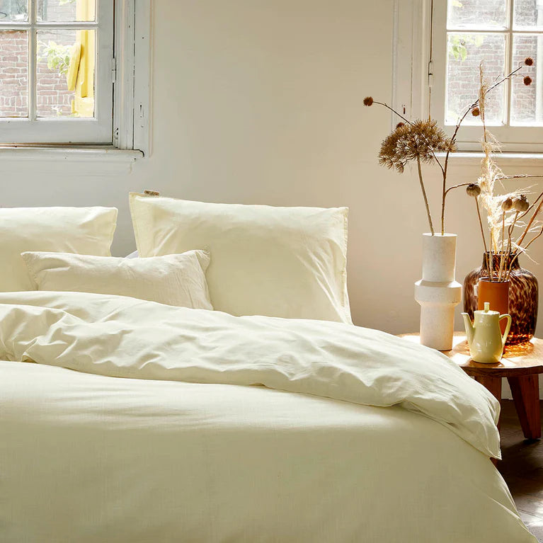 Walra Dekbedovertrek Vintage Cotton - Geel - 100% Katoen