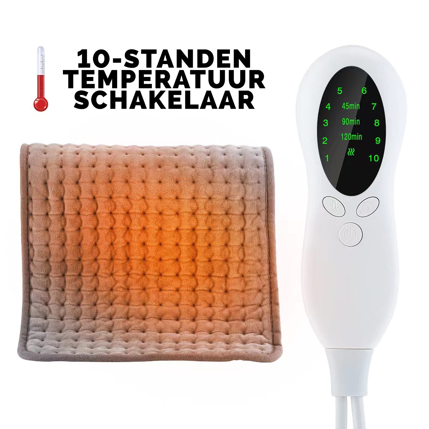 Grey Heating Cushion 60 x 30 cm - Pain relief - 10 heating settings - Overheat protection