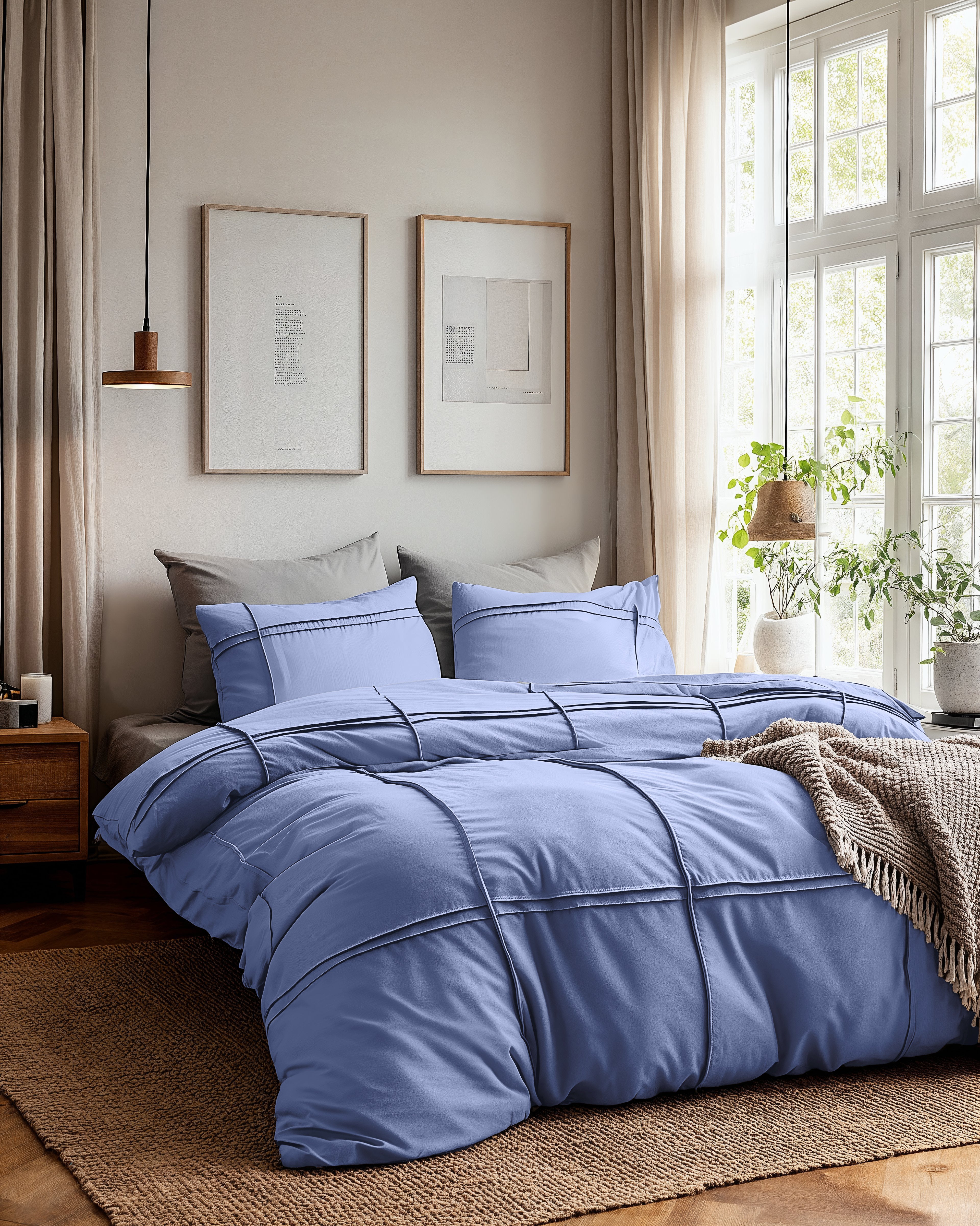 Washed Tufted Dekbedovertrek Blauw