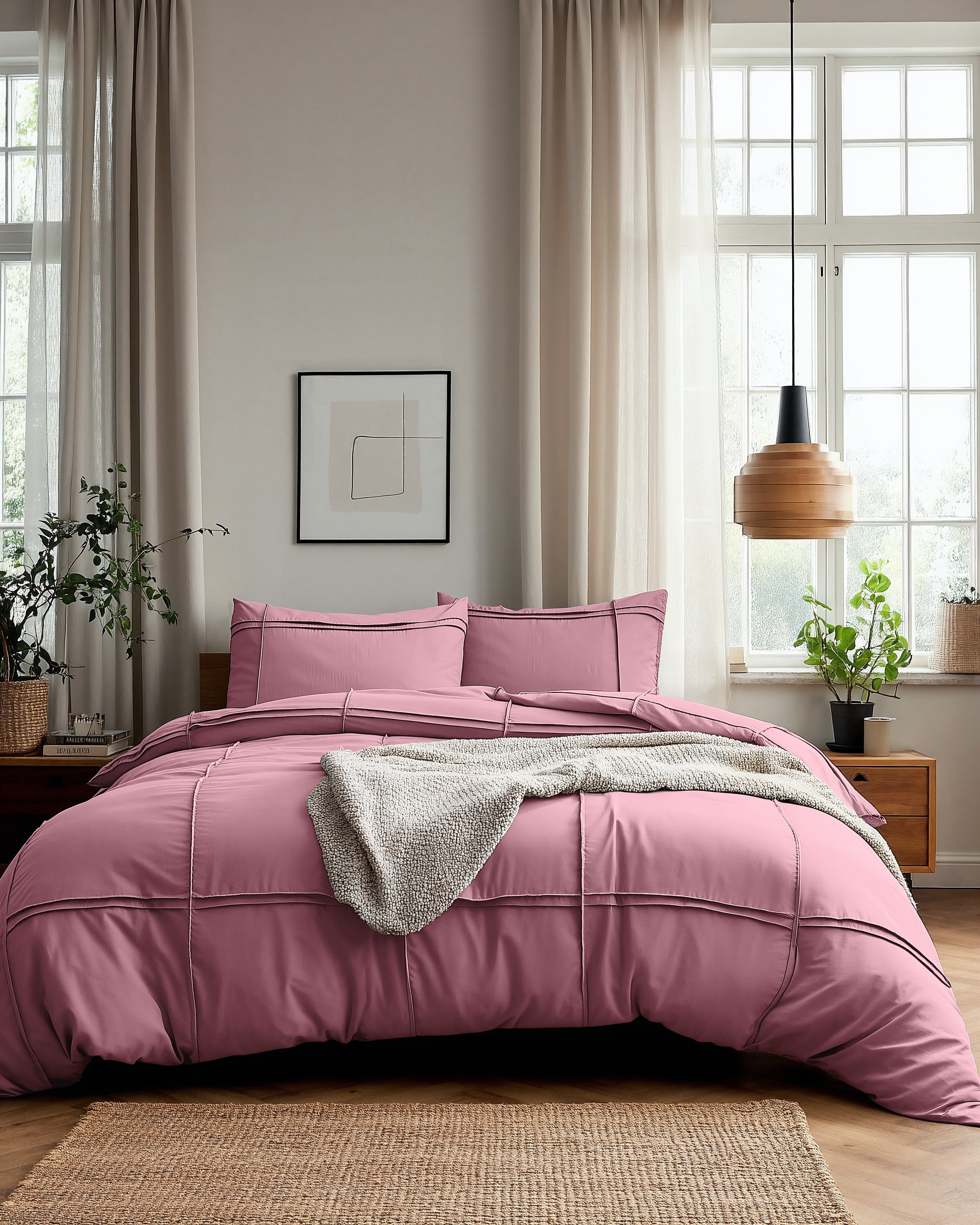 Washed Tufted Dekbedovertrek Oud Roze