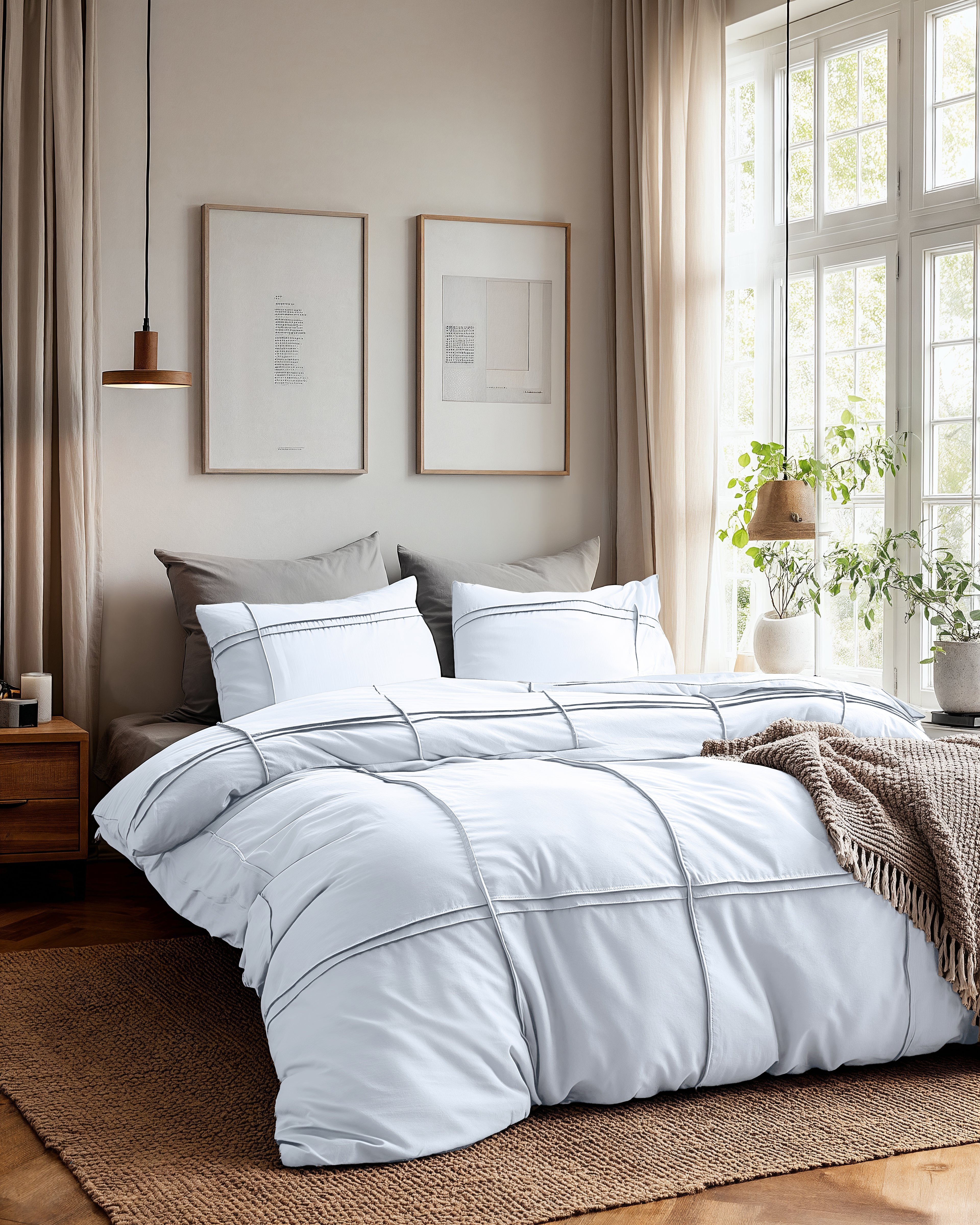 Washed Tufted Dekbedovertrek Wit