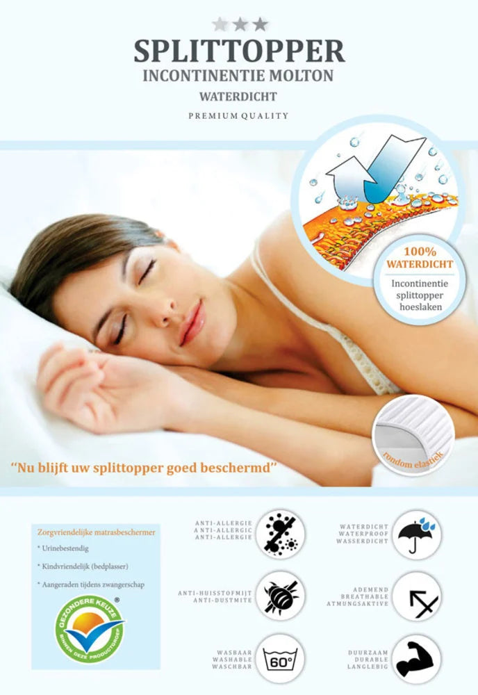 Waterproof Molton Split Topper - Durable Mattress Protector for Split Topper Mattresses