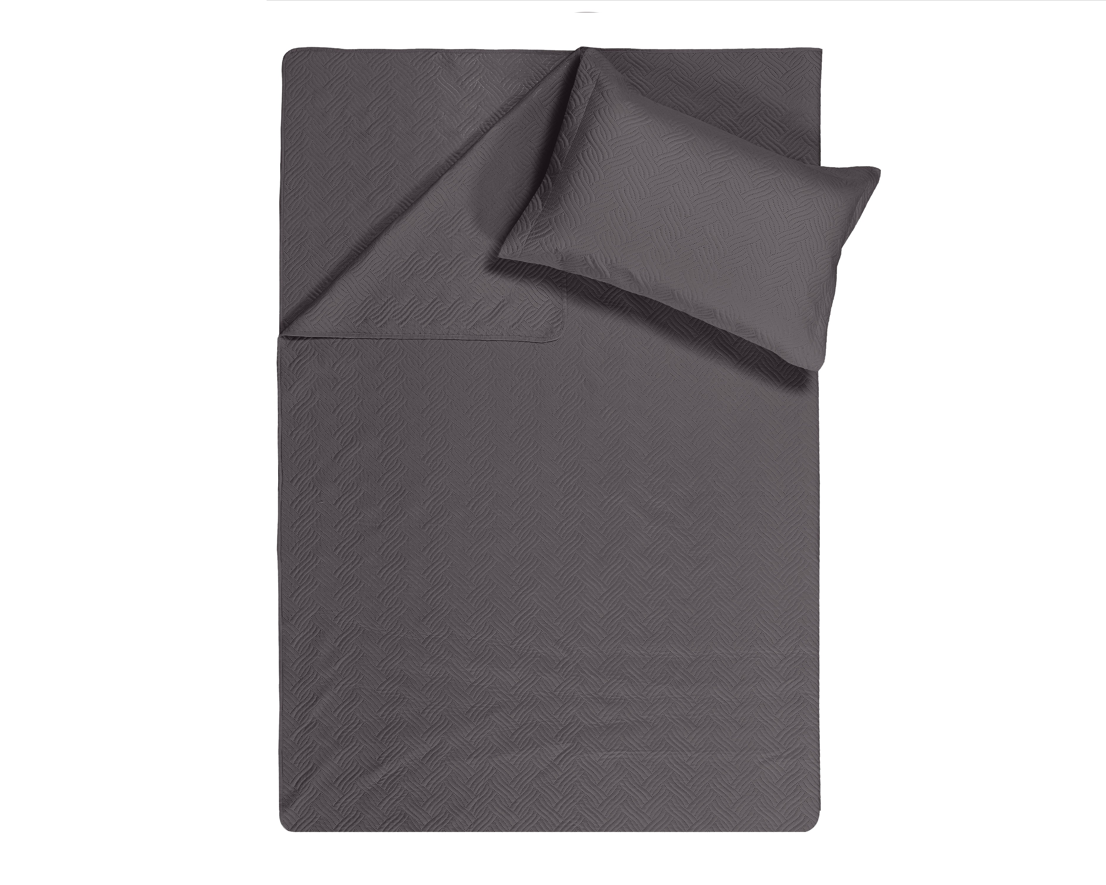 Wave Antraciet 260 x 250 - Mooie sprei - Makkelijk wasbaar - Met 2 slopen