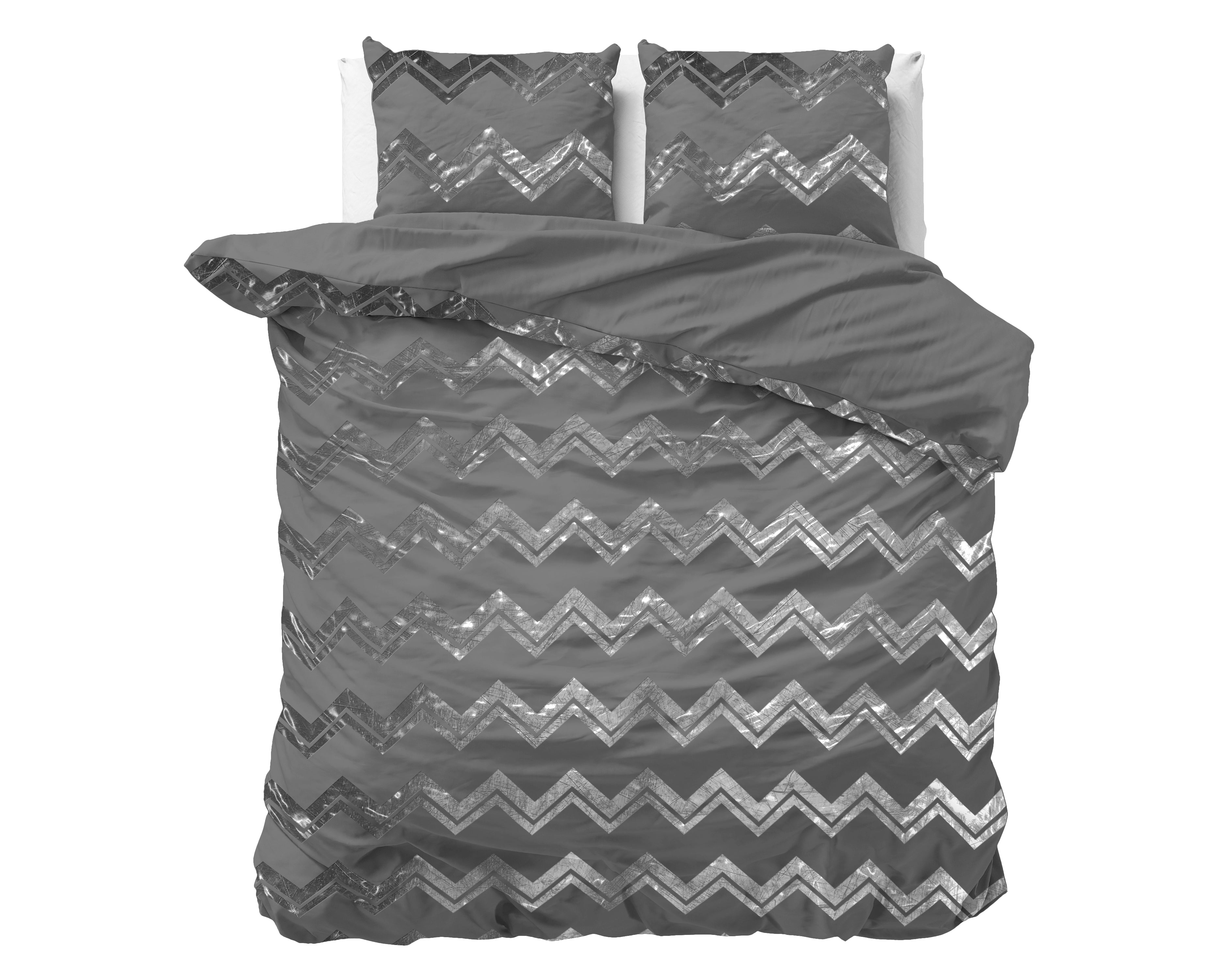 Wave Dekbedovertrek Grijs - Luxe Design - Super zacht geweven - Luxe verpakt