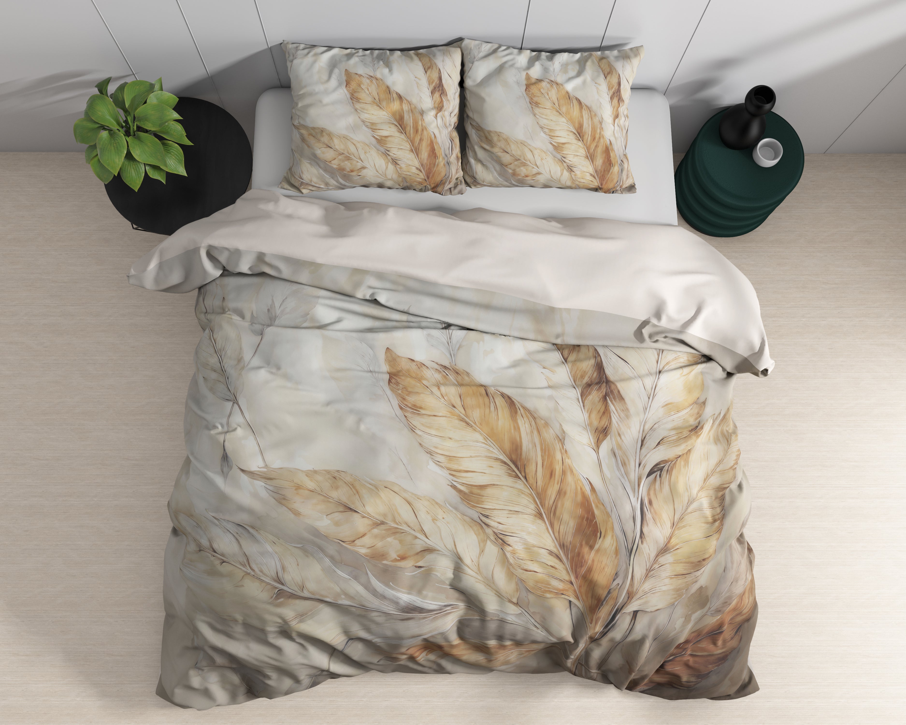 Whole Nature Dekbedovertrek Zand - Luxe Satijn - Hoge kwaliteit - Trendy prints